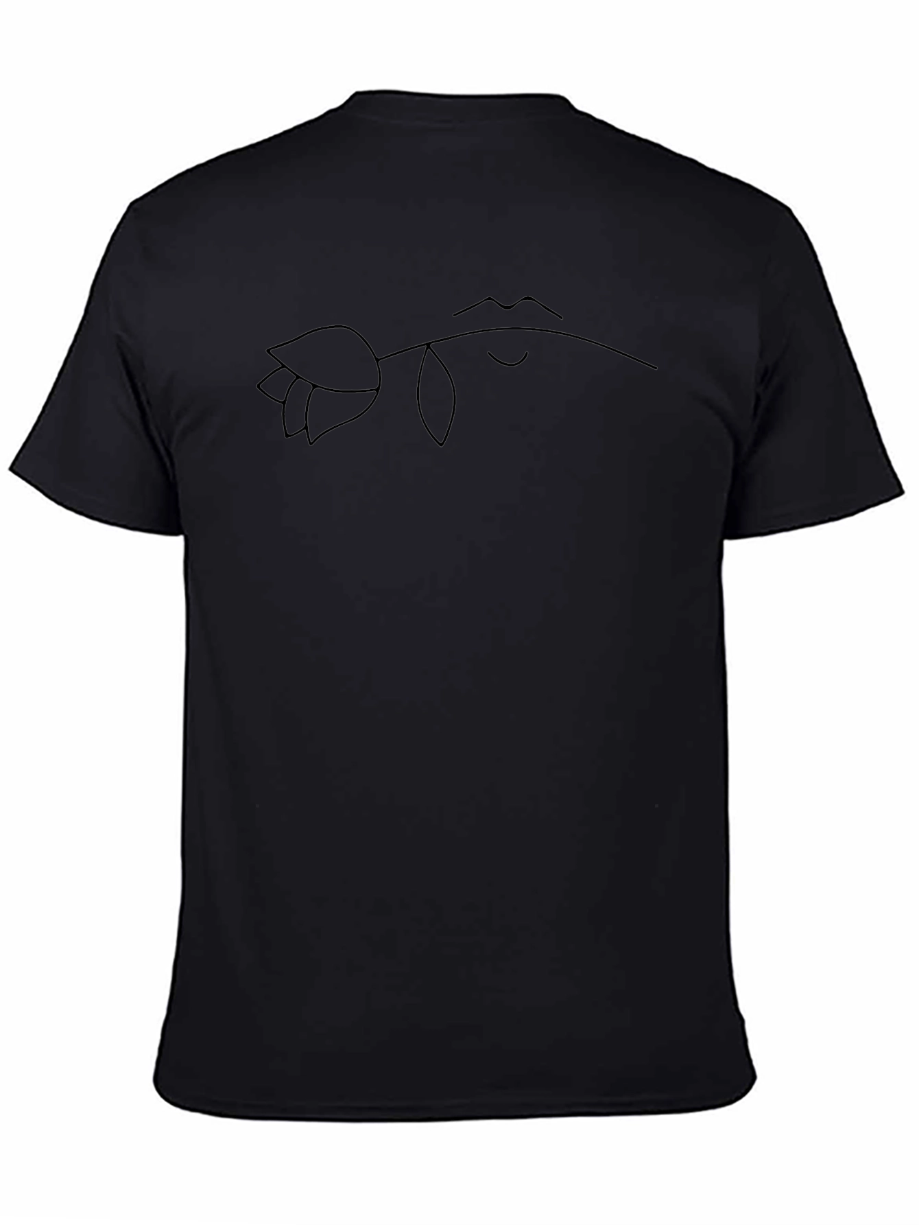Minimalist Rose & Lips Graphic Tee - Black Cotton Comfort