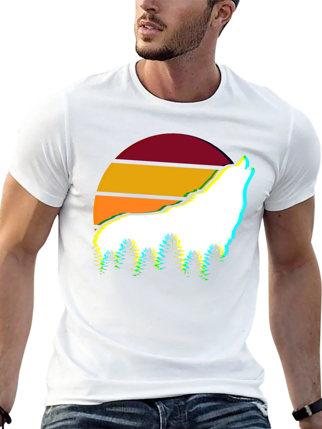 Wolf Sunset Graphic Tee - Stylish Mens T-Shirt