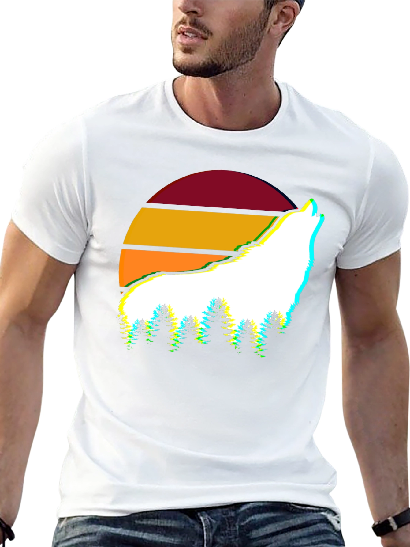 Wolf Sunset Graphic Tee - Stylish Mens T-Shirt