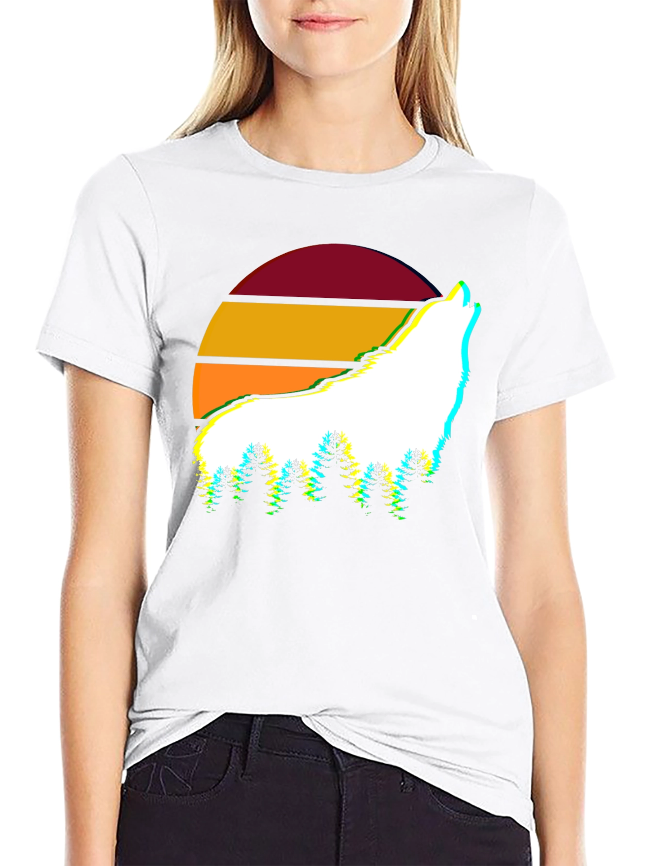 Wolf Sunset Graphic Tee - Stylish Mens T-Shirt