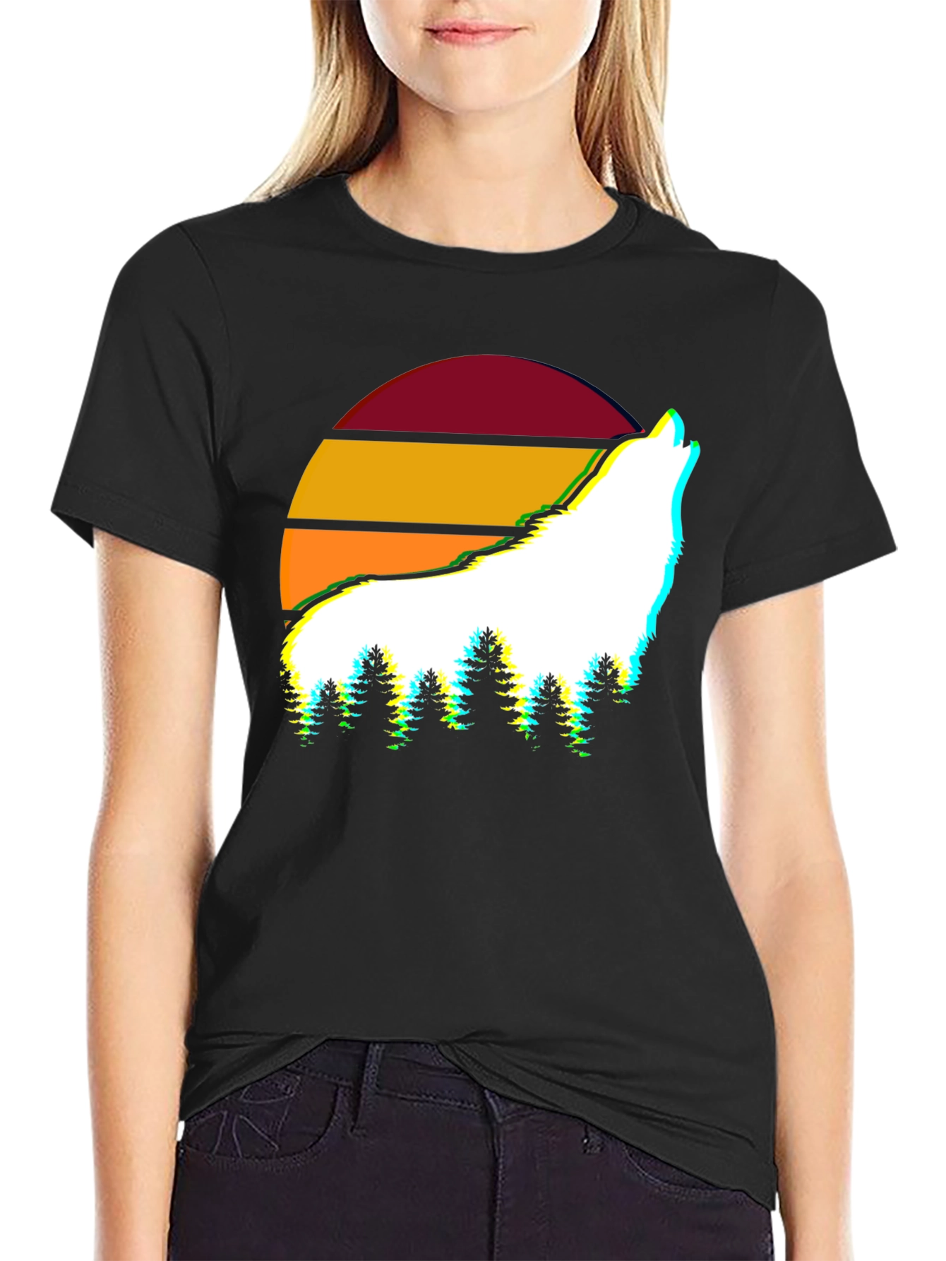 Wolf Sunset Graphic Tee - Stylish Mens T-Shirt