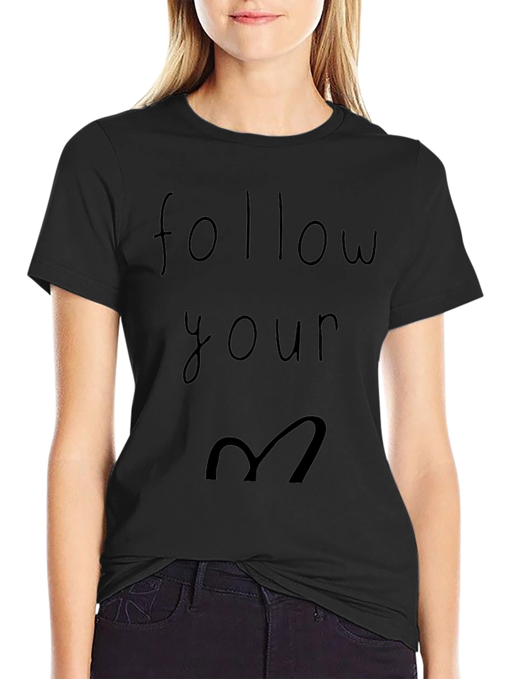 Follow Your Heart Graphic Tee - Casual Black T-Shirt