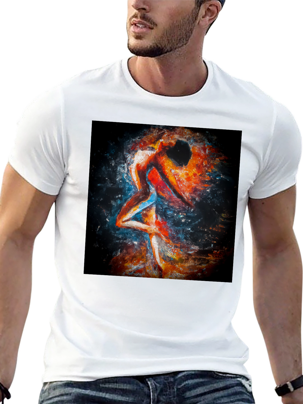 Abstract Couple Dance Black T-Shirt