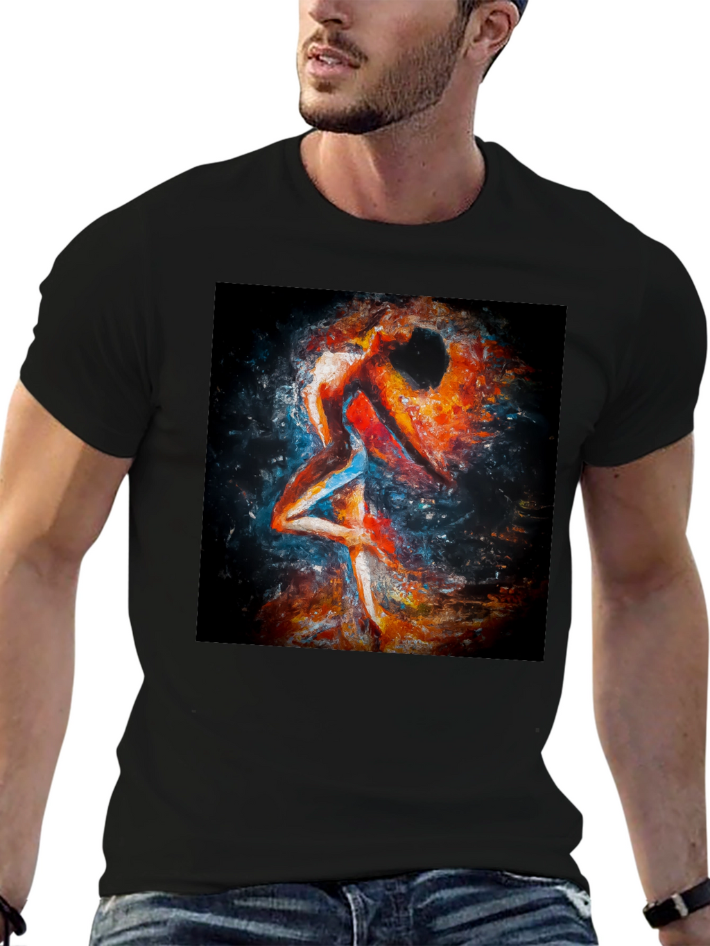 Abstract Couple Dance Black T-Shirt