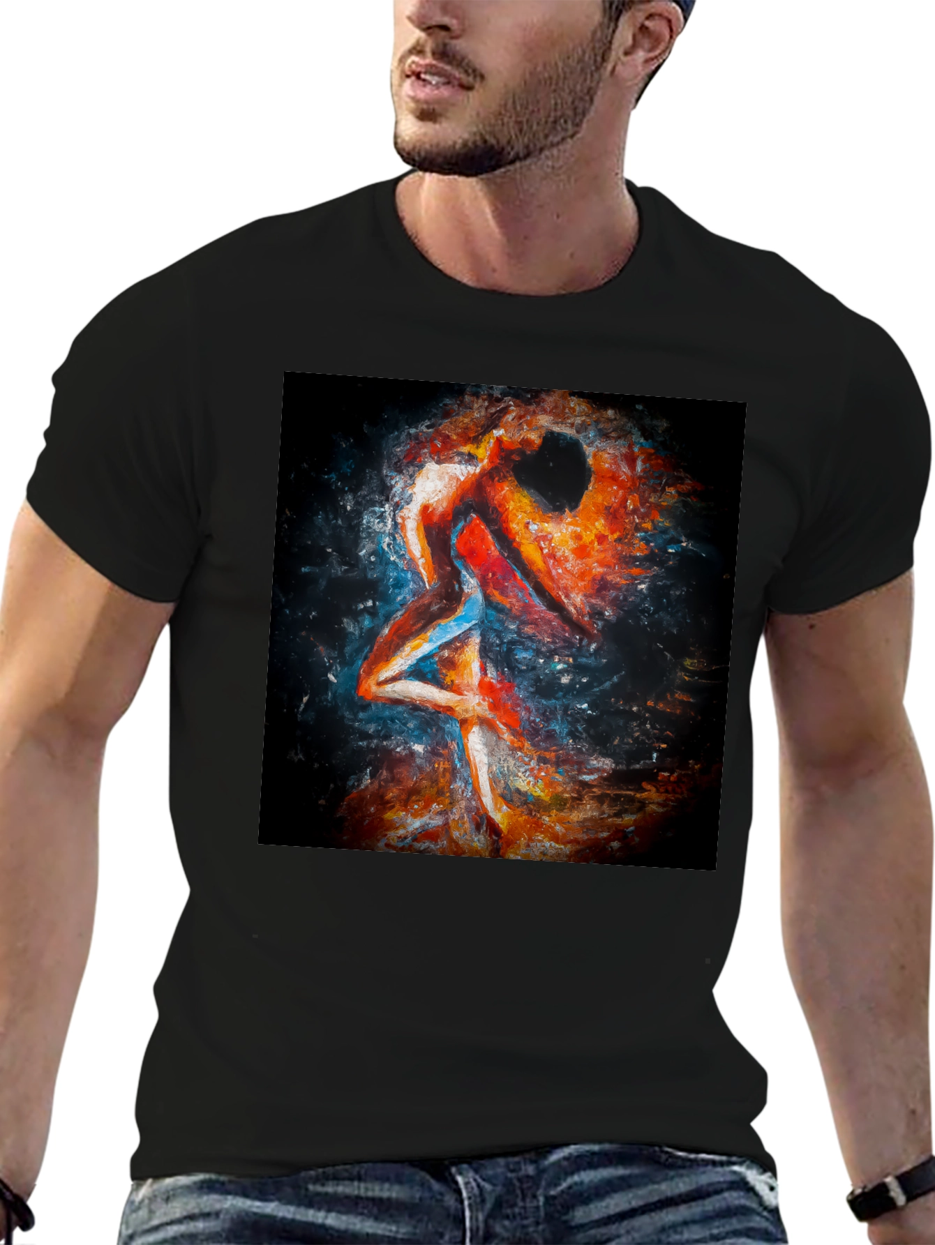 Abstract Couple Dance Black T-Shirt