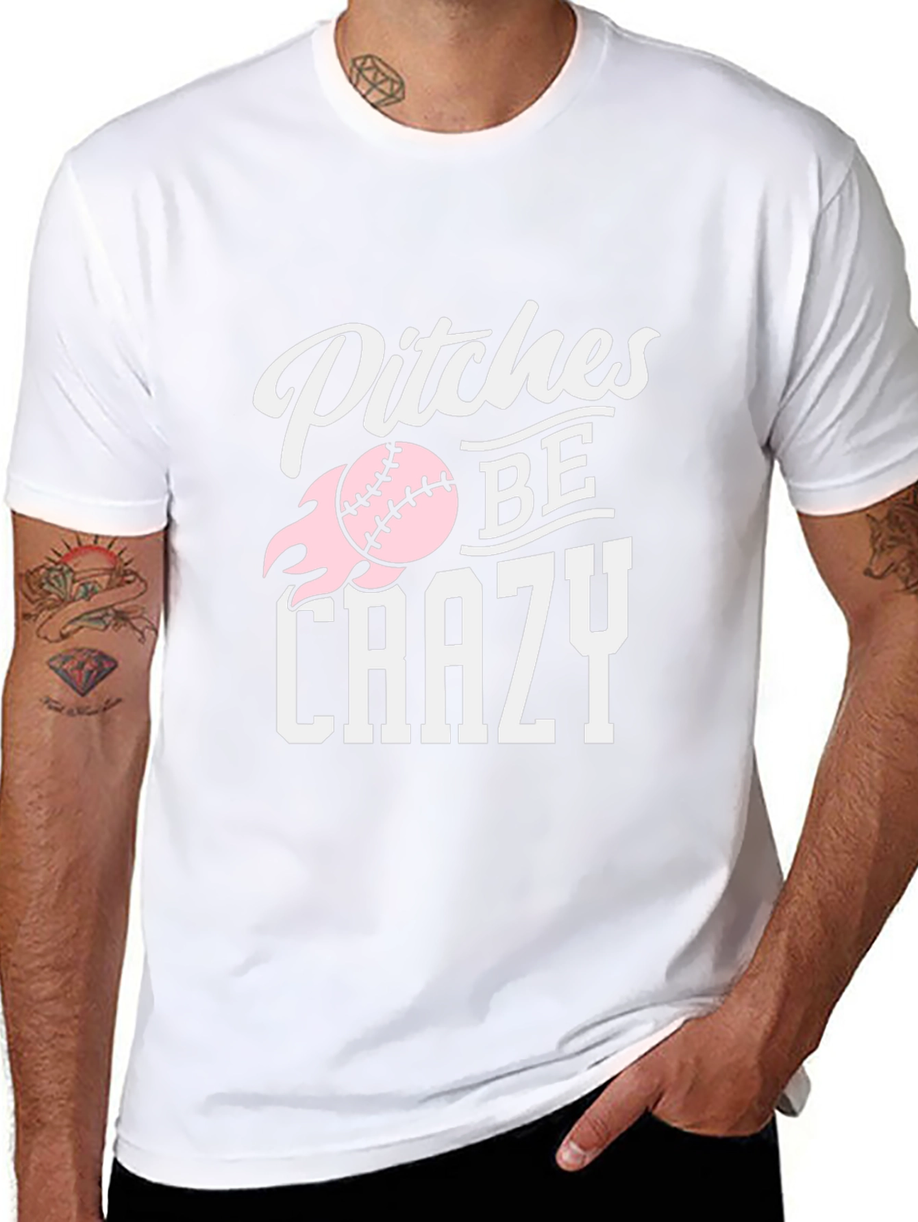 Pitches Be Crazy Baseball Graphic T-Shirt