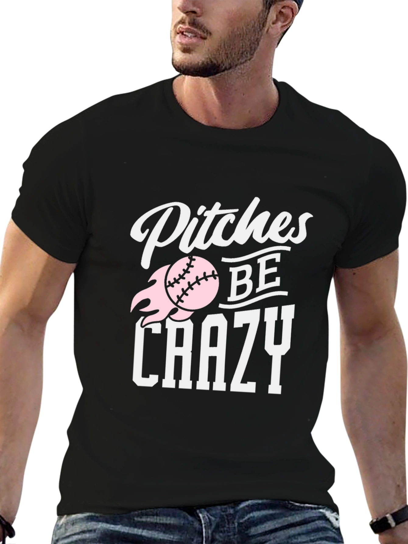 Pitches Be Crazy Baseball Graphic T-Shirt