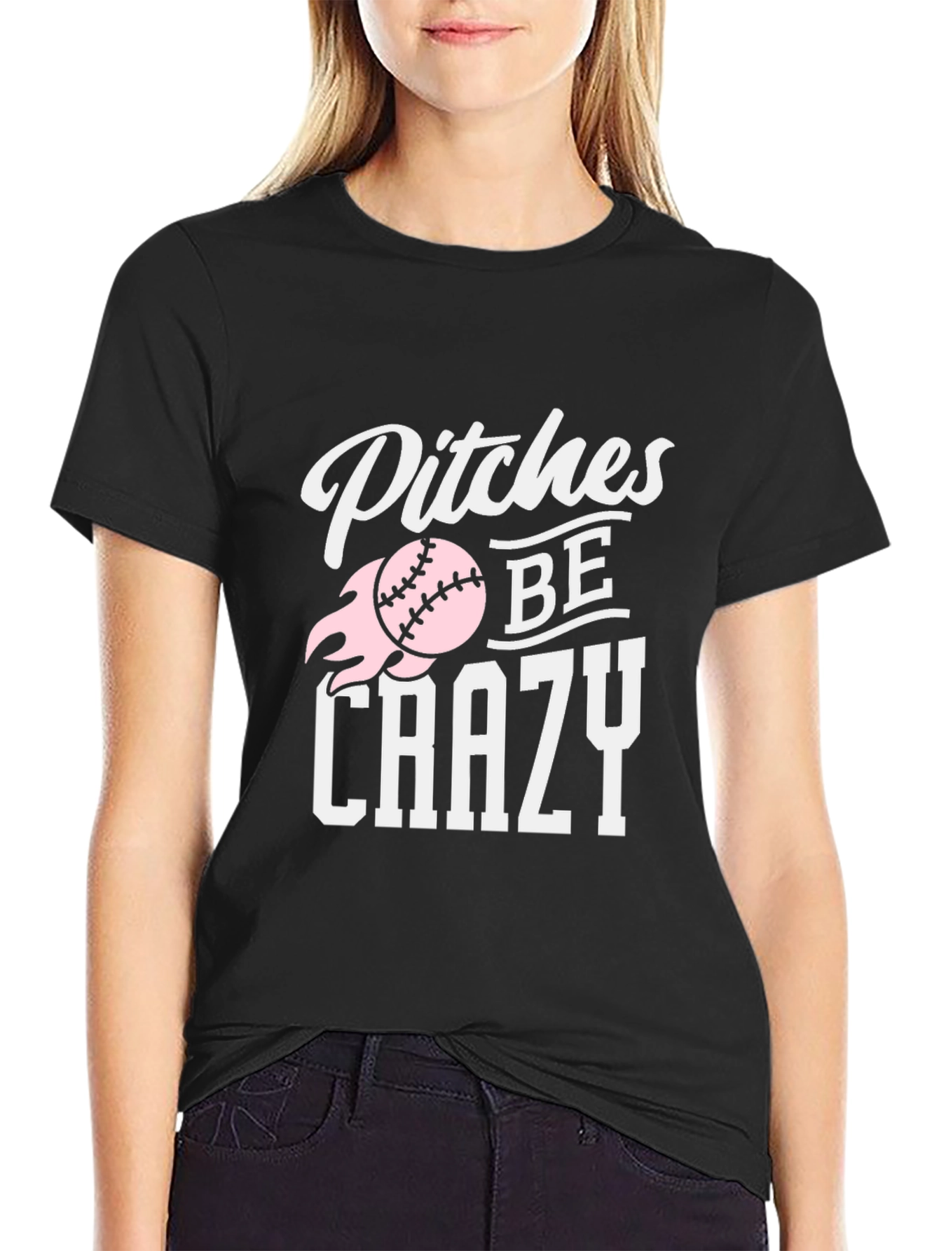 Pitches Be Crazy Baseball Graphic T-Shirt