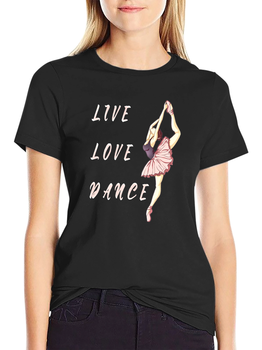 Live Love Dance Graphic T-Shirt - Black