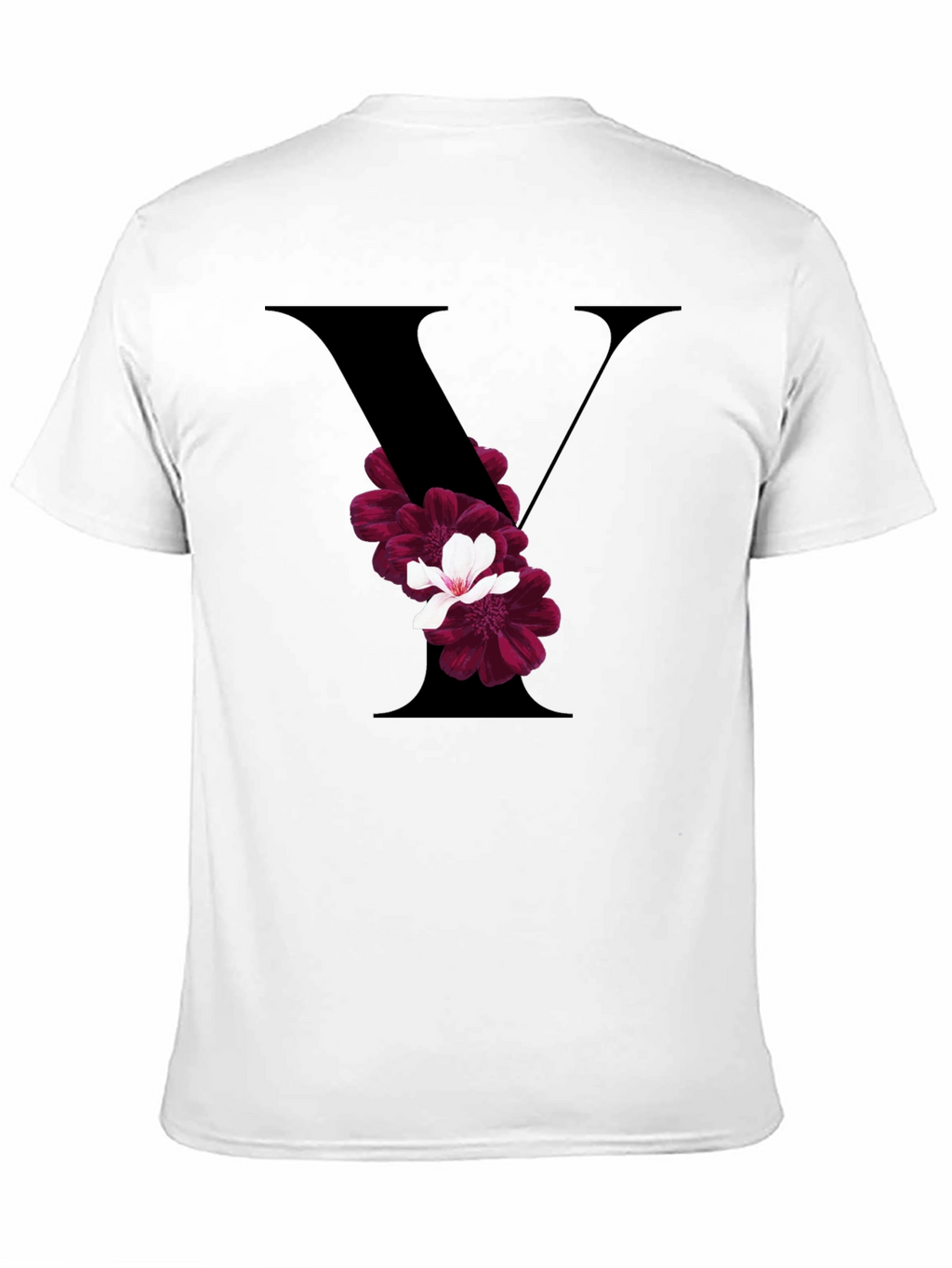 Floral Letter V Black T-Shirt