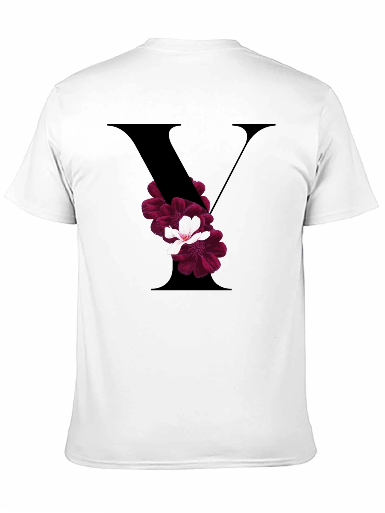 Floral Letter V Black T-Shirt