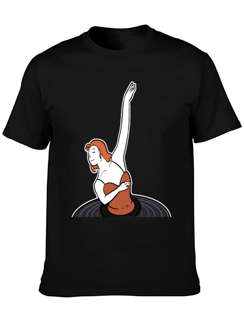 Retro Vinyl Dancer Graphic Tee - Black