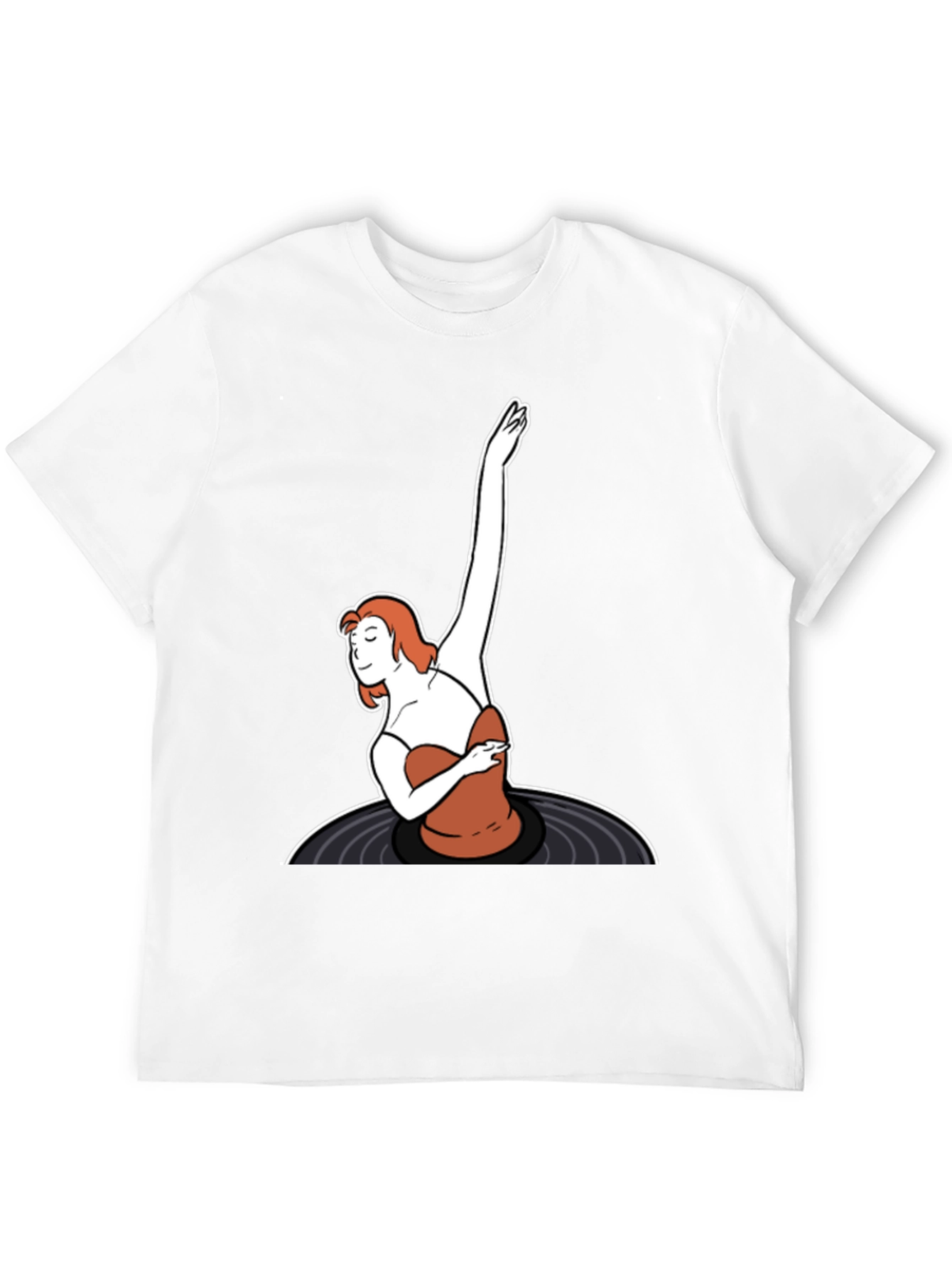 Retro Vinyl Dancer Graphic Tee - Black