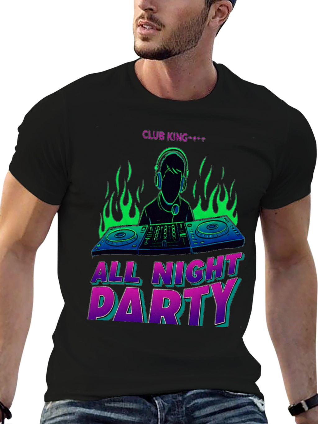 Club King All Night Party DJ Graphic T-Shirt