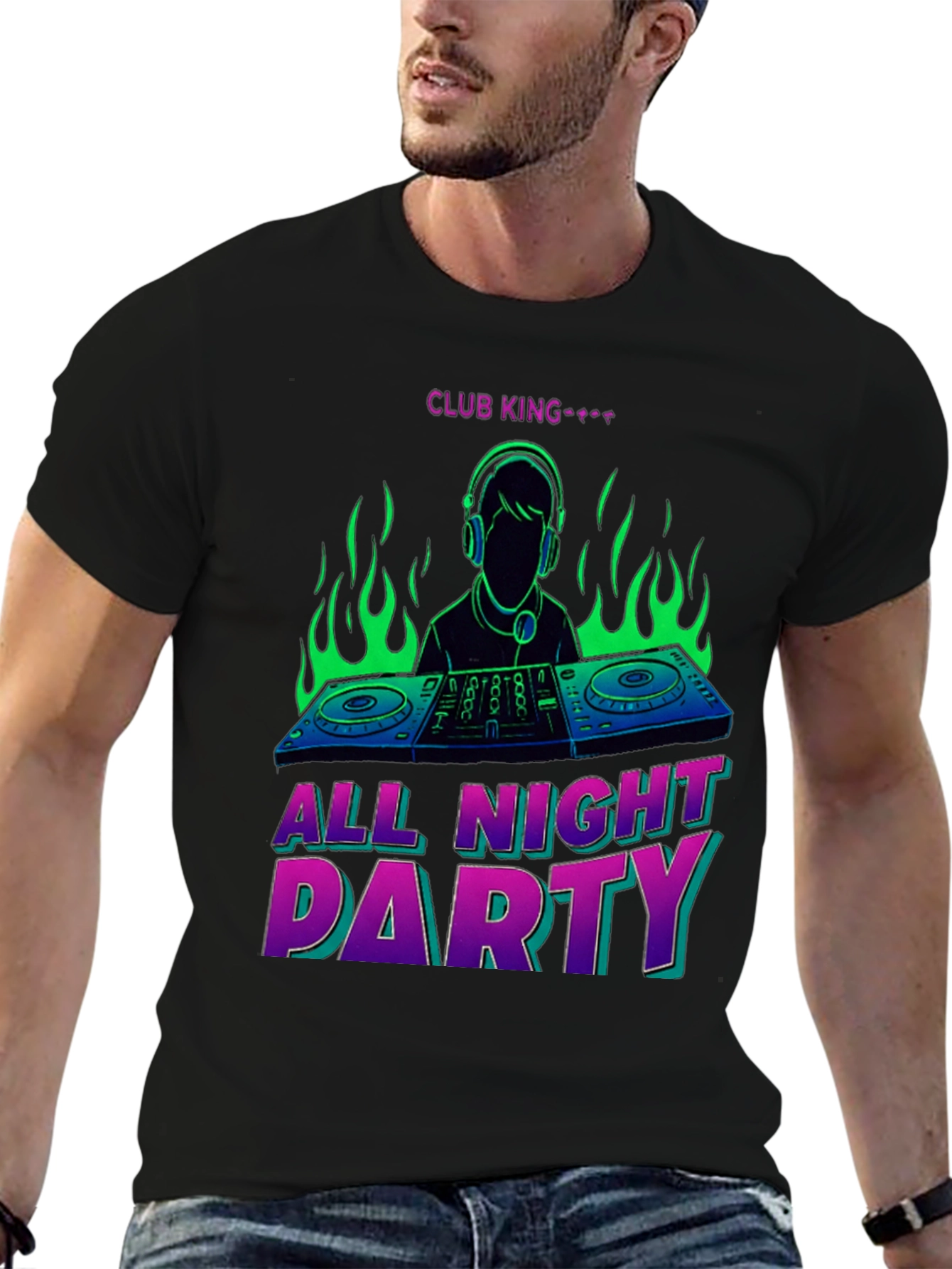 Club King All Night Party DJ Graphic T-Shirt
