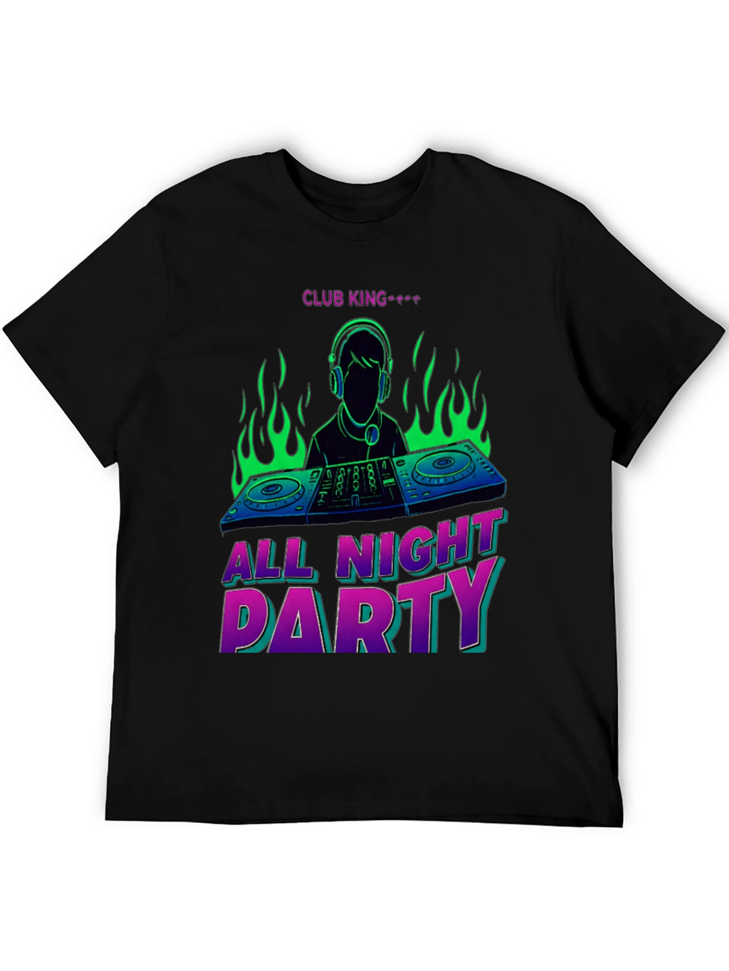Club King All Night Party DJ Graphic T-Shirt
