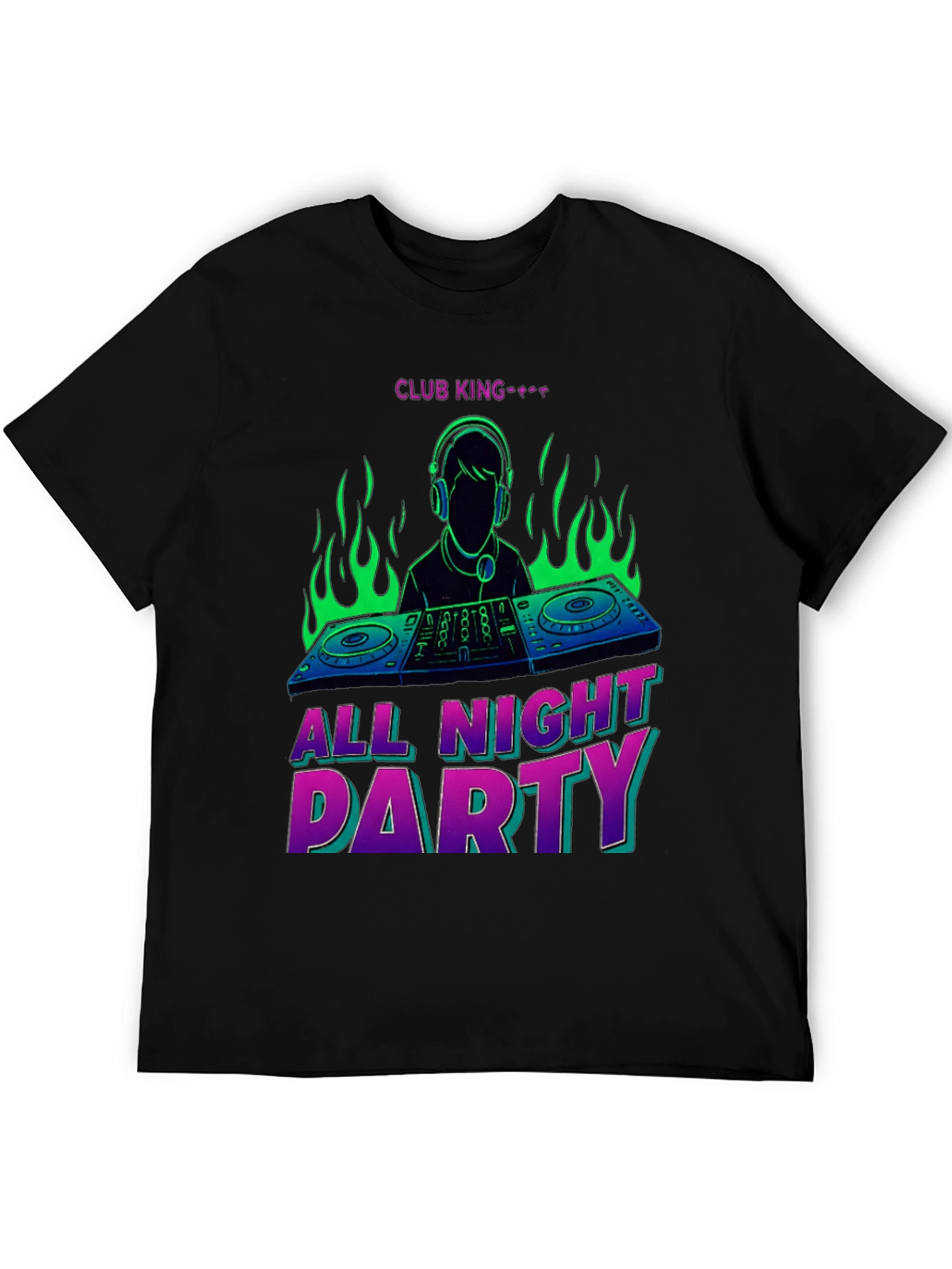 Club King All Night Party DJ Graphic T-Shirt