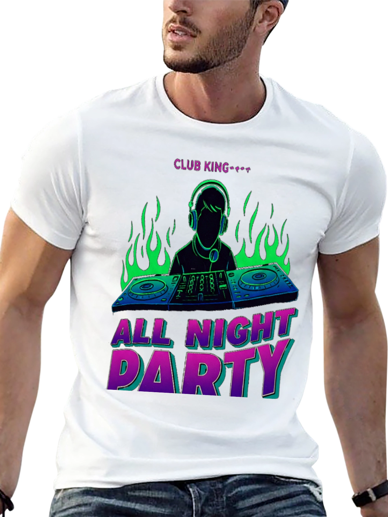 Club King All Night Party DJ Graphic T-Shirt