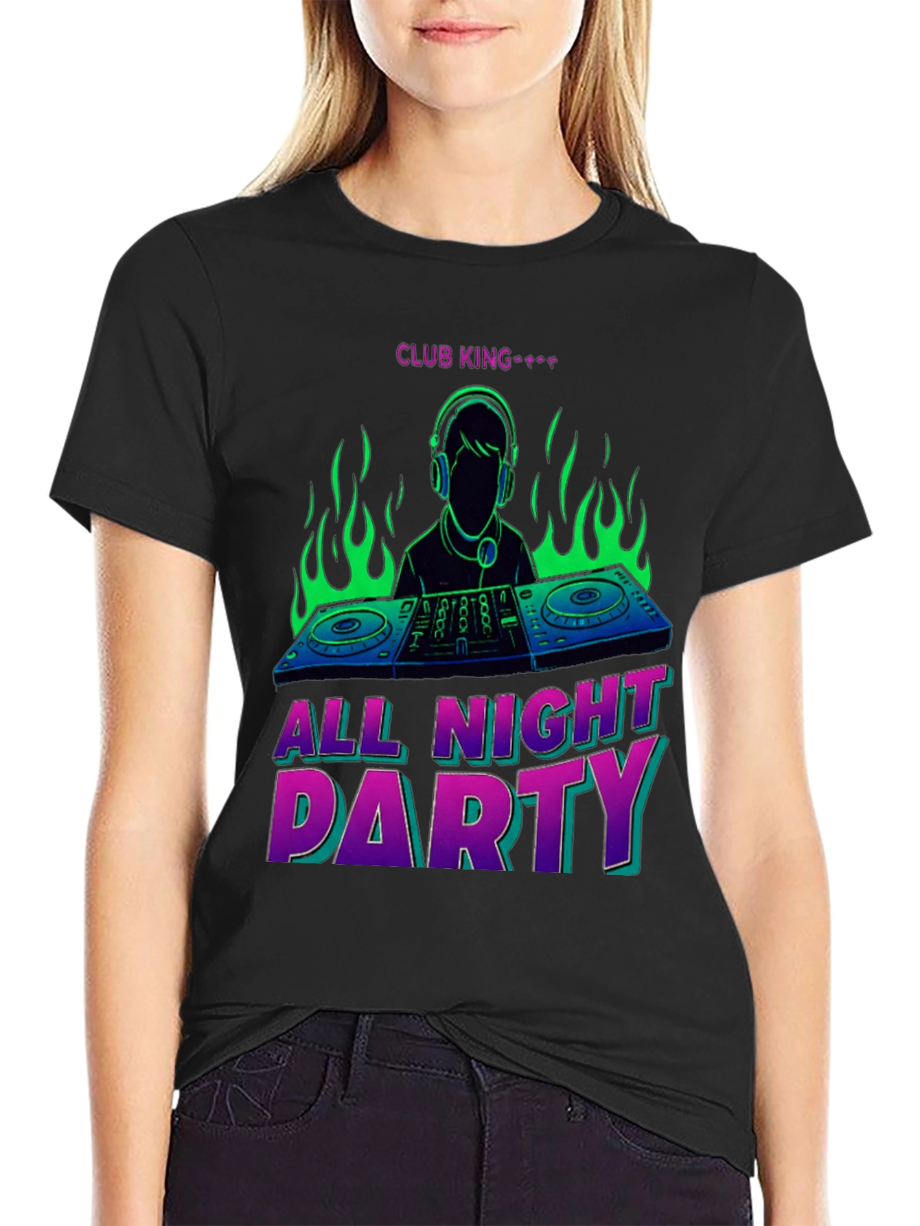 Club King All Night Party DJ Graphic T-Shirt