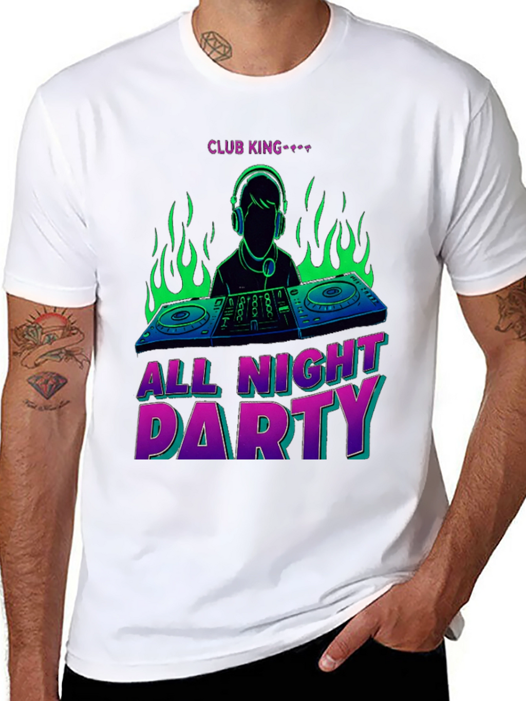 Club King All Night Party DJ Graphic T-Shirt