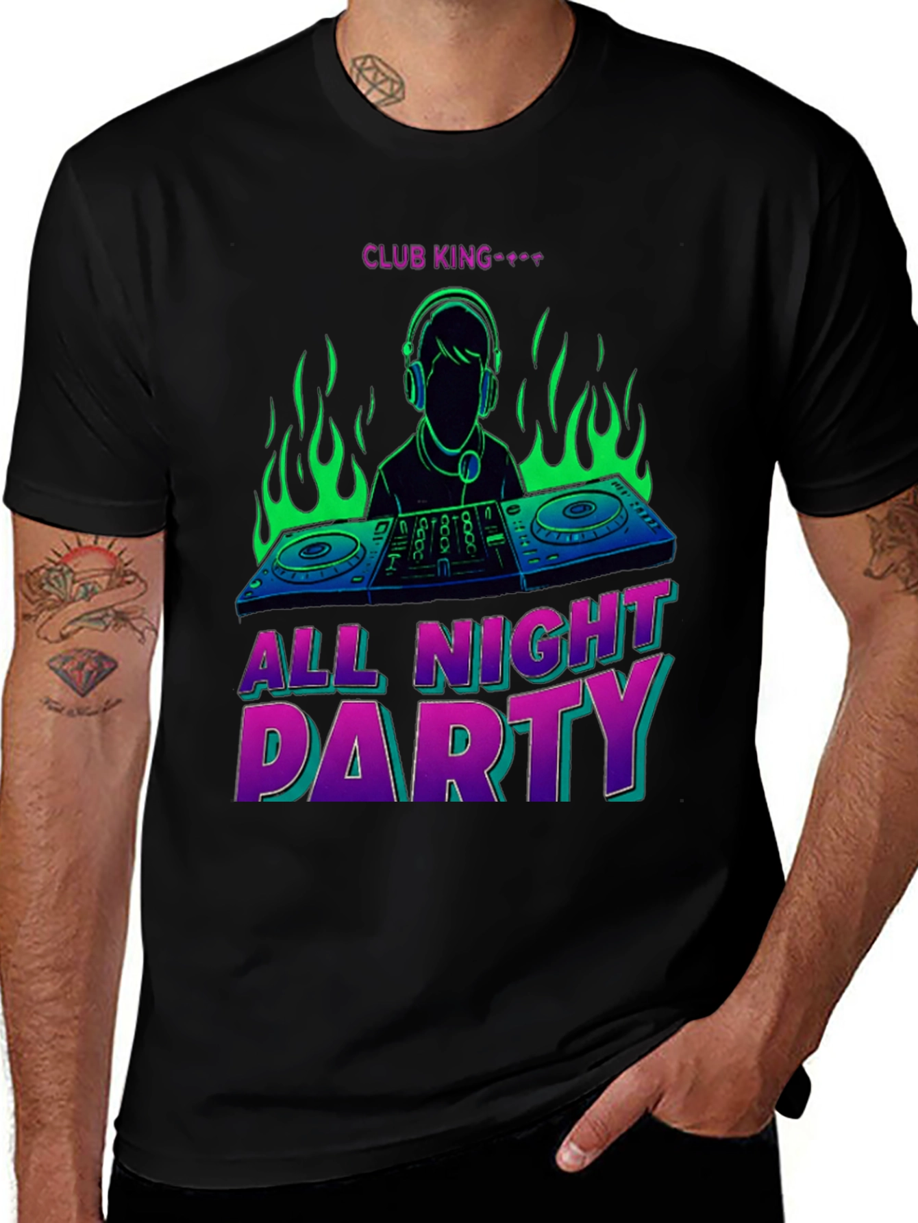 Club King All Night Party DJ Graphic T-Shirt