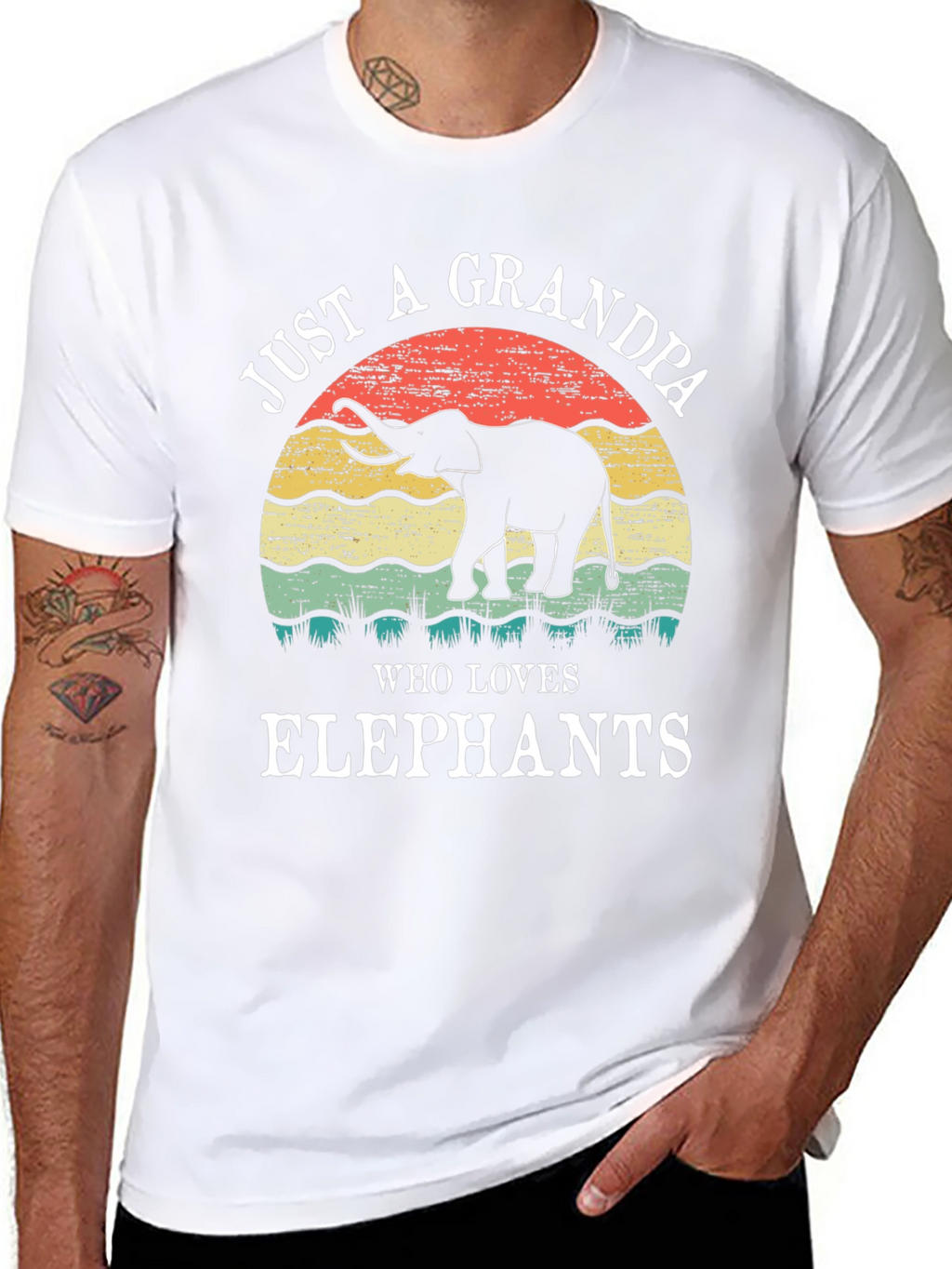 Elephant Grandpa Graphic Tee - Perfect Gift!