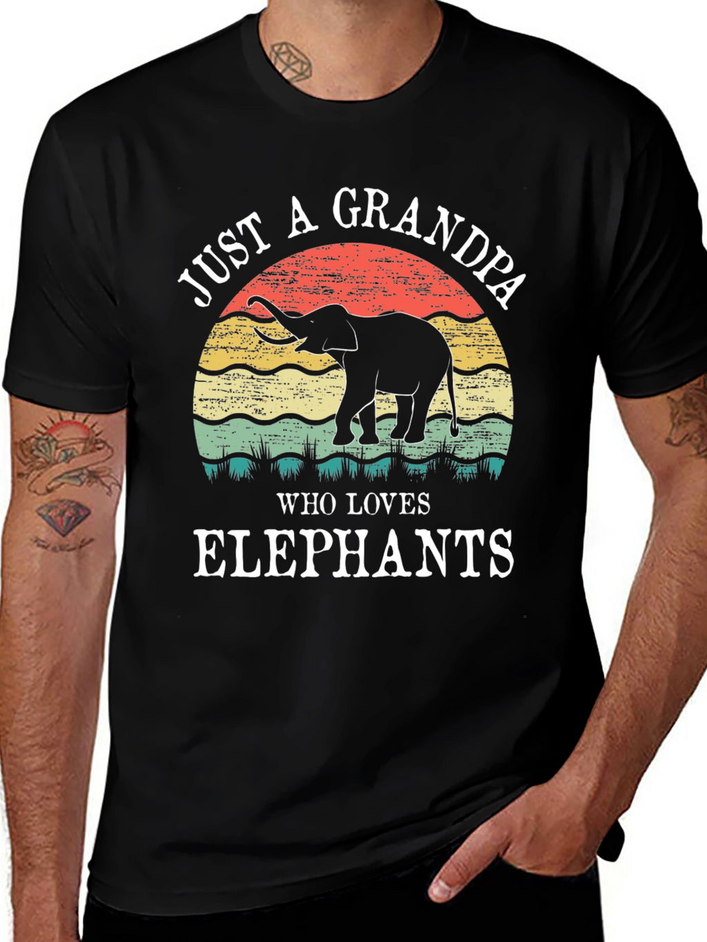 Elephant Grandpa Graphic Tee - Perfect Gift!