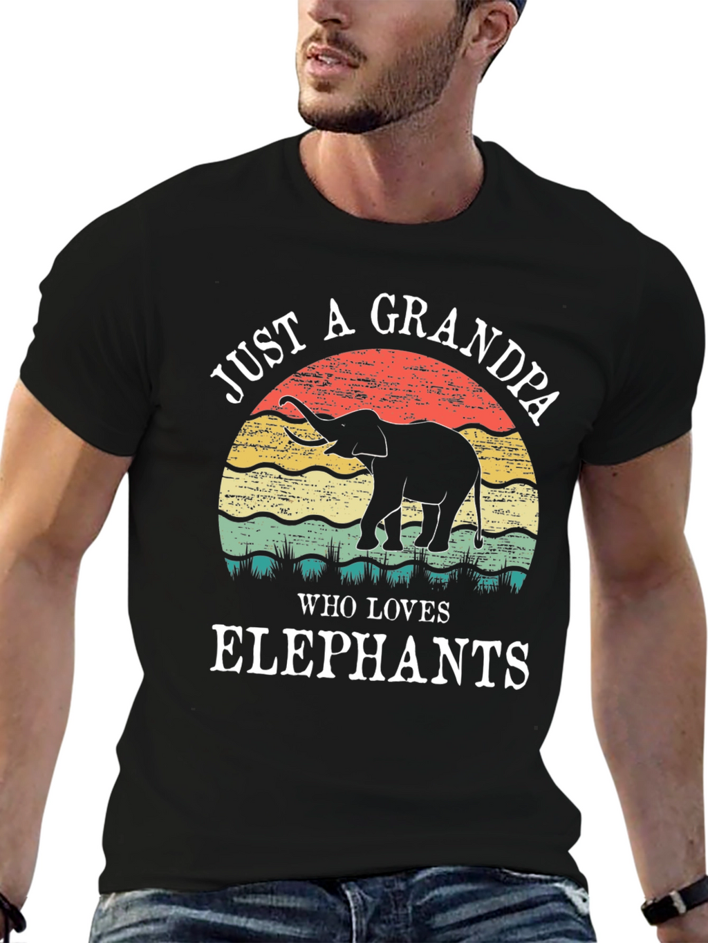 Elephant Grandpa Graphic Tee - Perfect Gift!