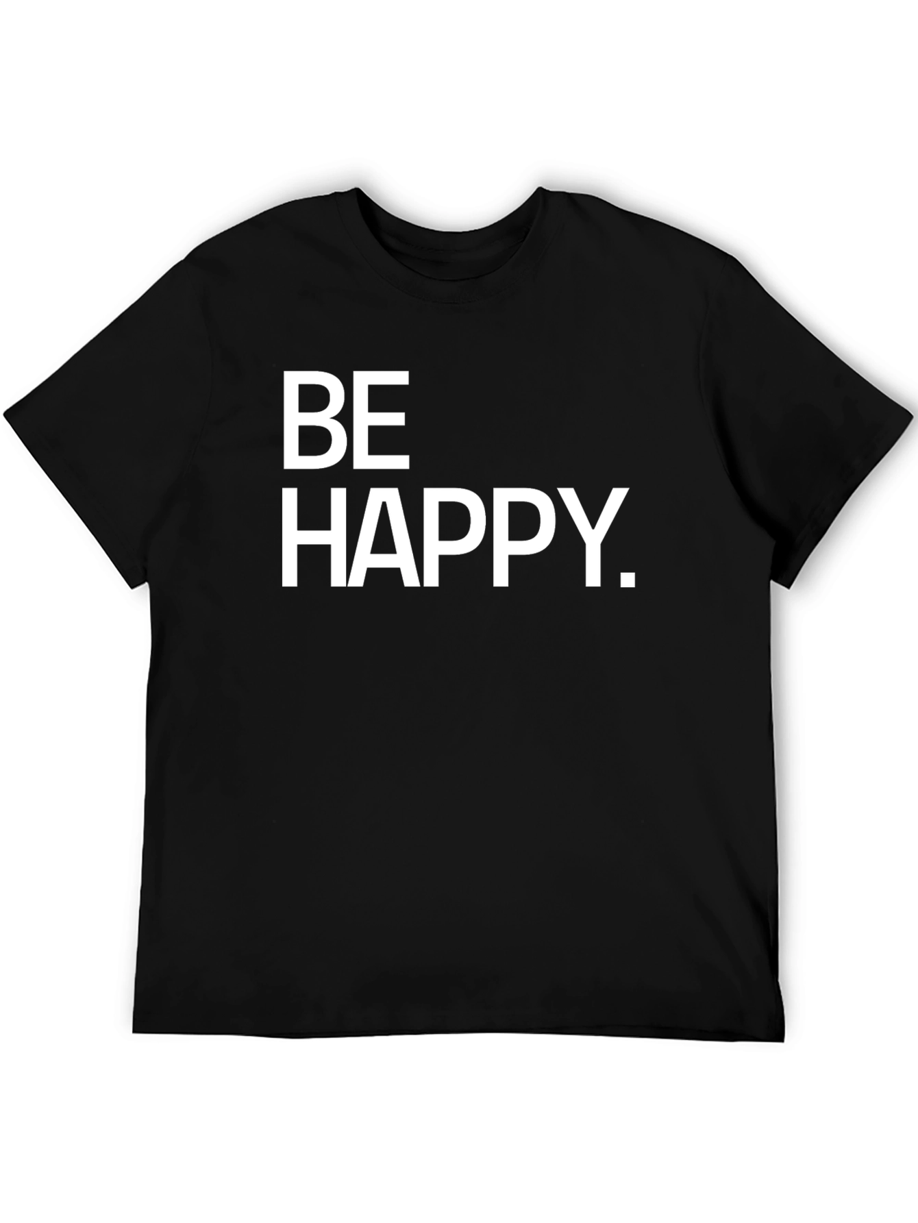 Be Happy Graphic Tee - Black Casual T-Shirt