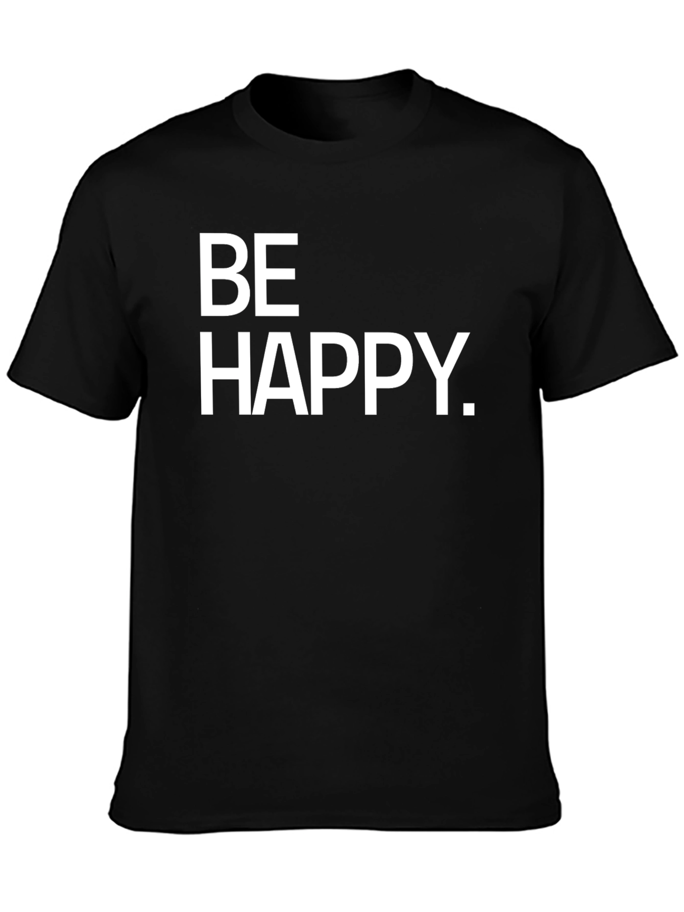 Be Happy Graphic Tee - Black Casual T-Shirt