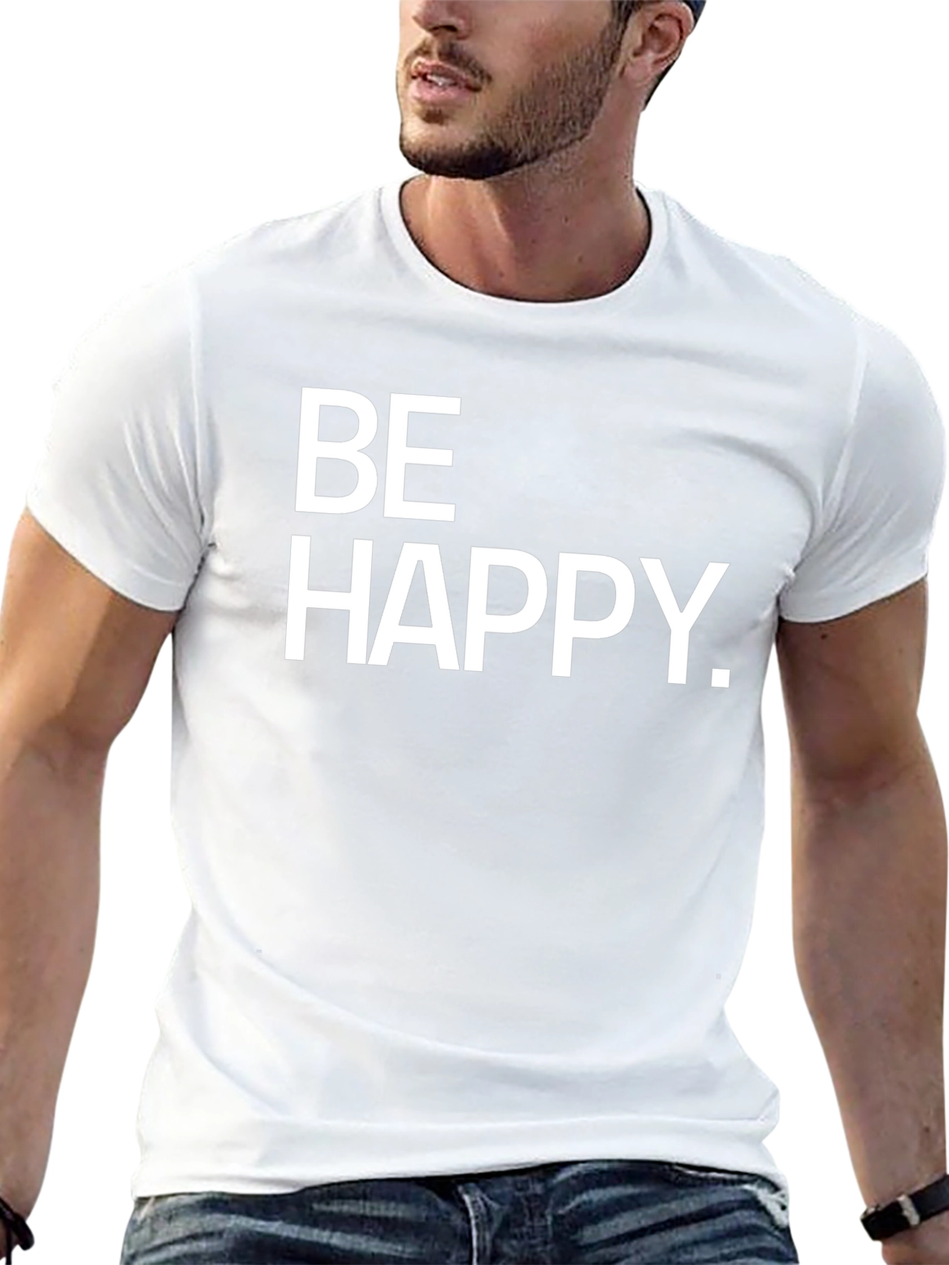 Be Happy Graphic Tee - Black Casual T-Shirt