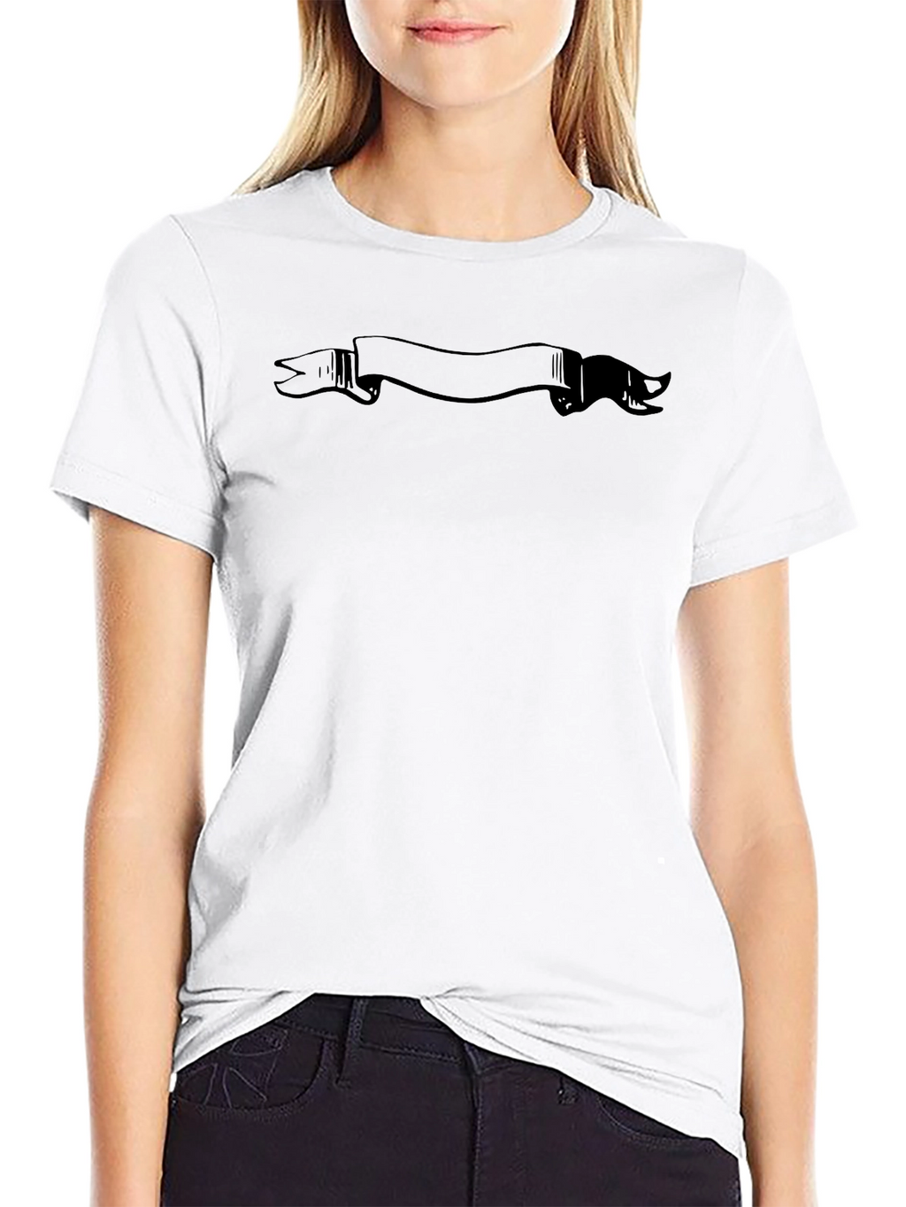 Mens Black Graphic T-Shirt with Banner Design