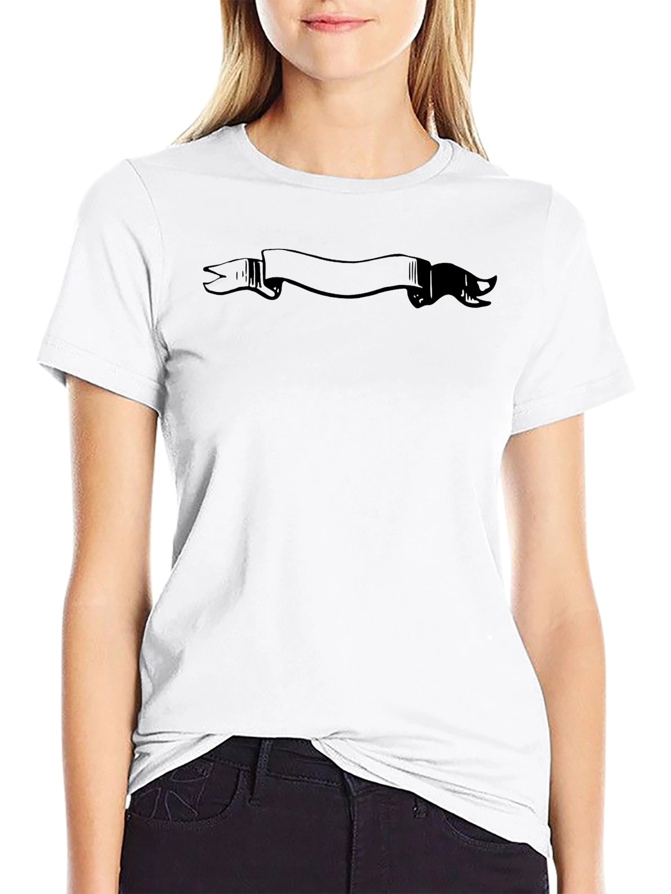 Mens Black Graphic T-Shirt with Banner Design