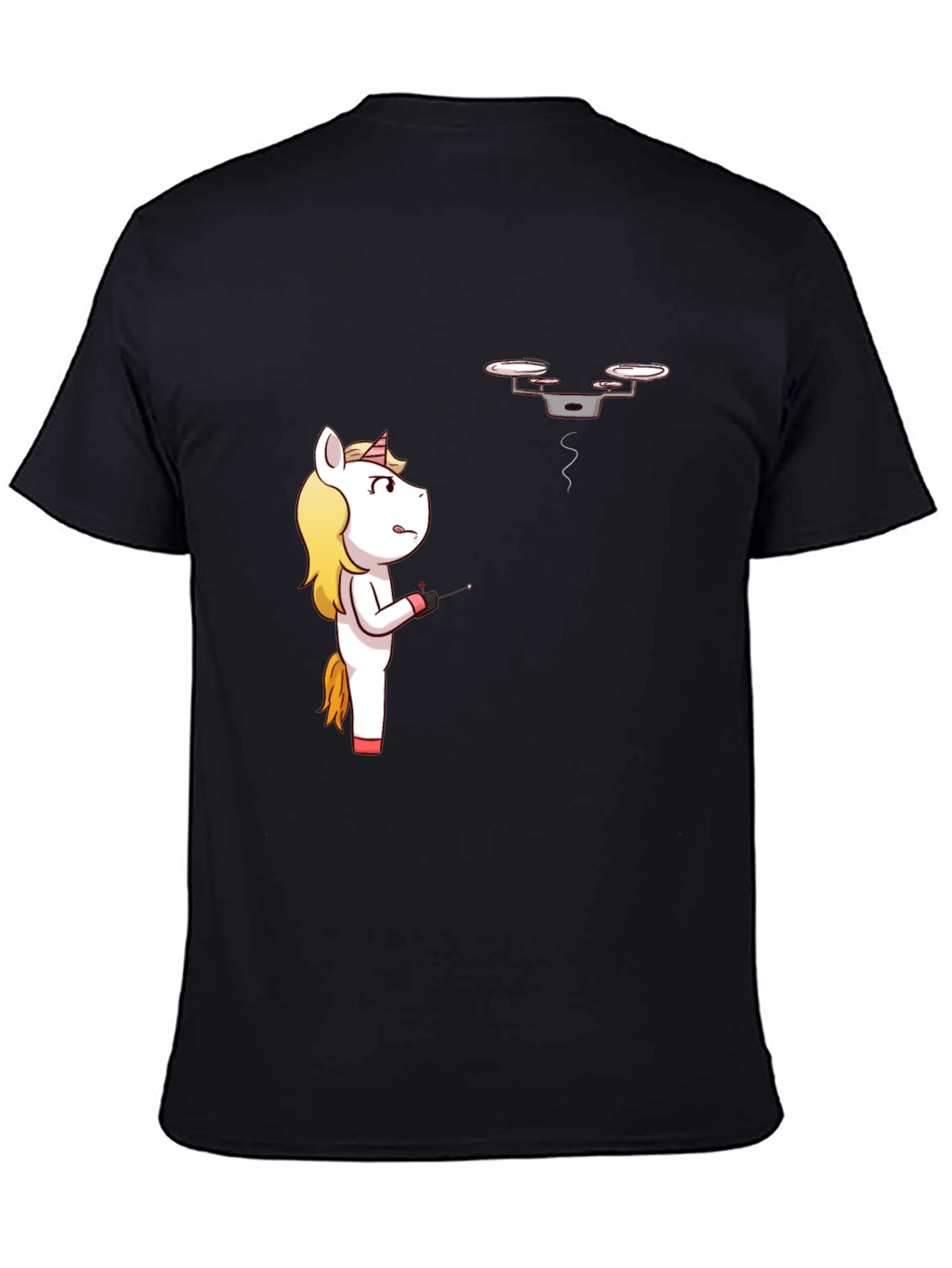Unicorn vs. Drone Funny Graphic T-Shirt