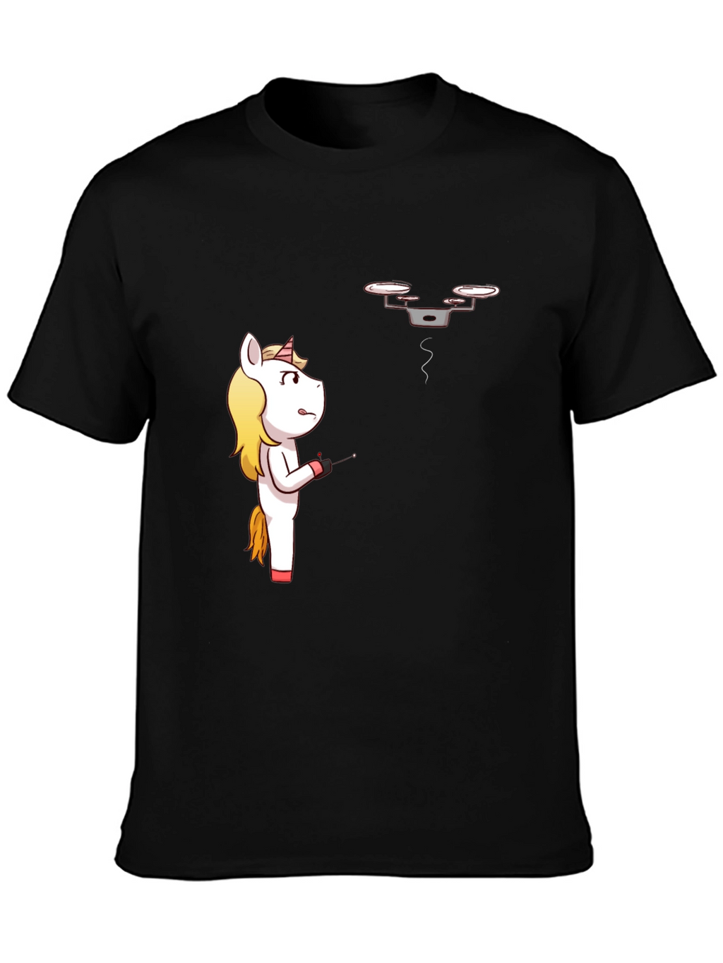 Unicorn vs. Drone Funny Graphic T-Shirt