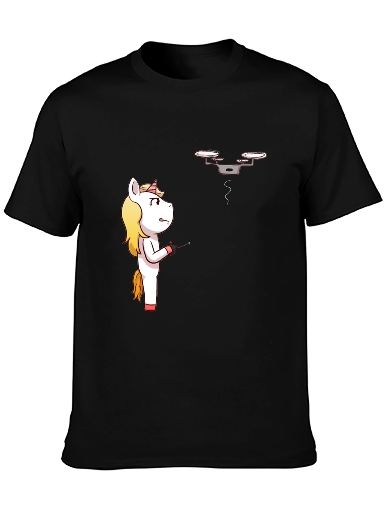 Unicorn vs. Drone Funny Graphic T-Shirt