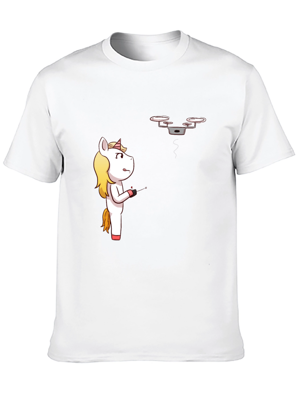 Unicorn vs. Drone Funny Graphic T-Shirt