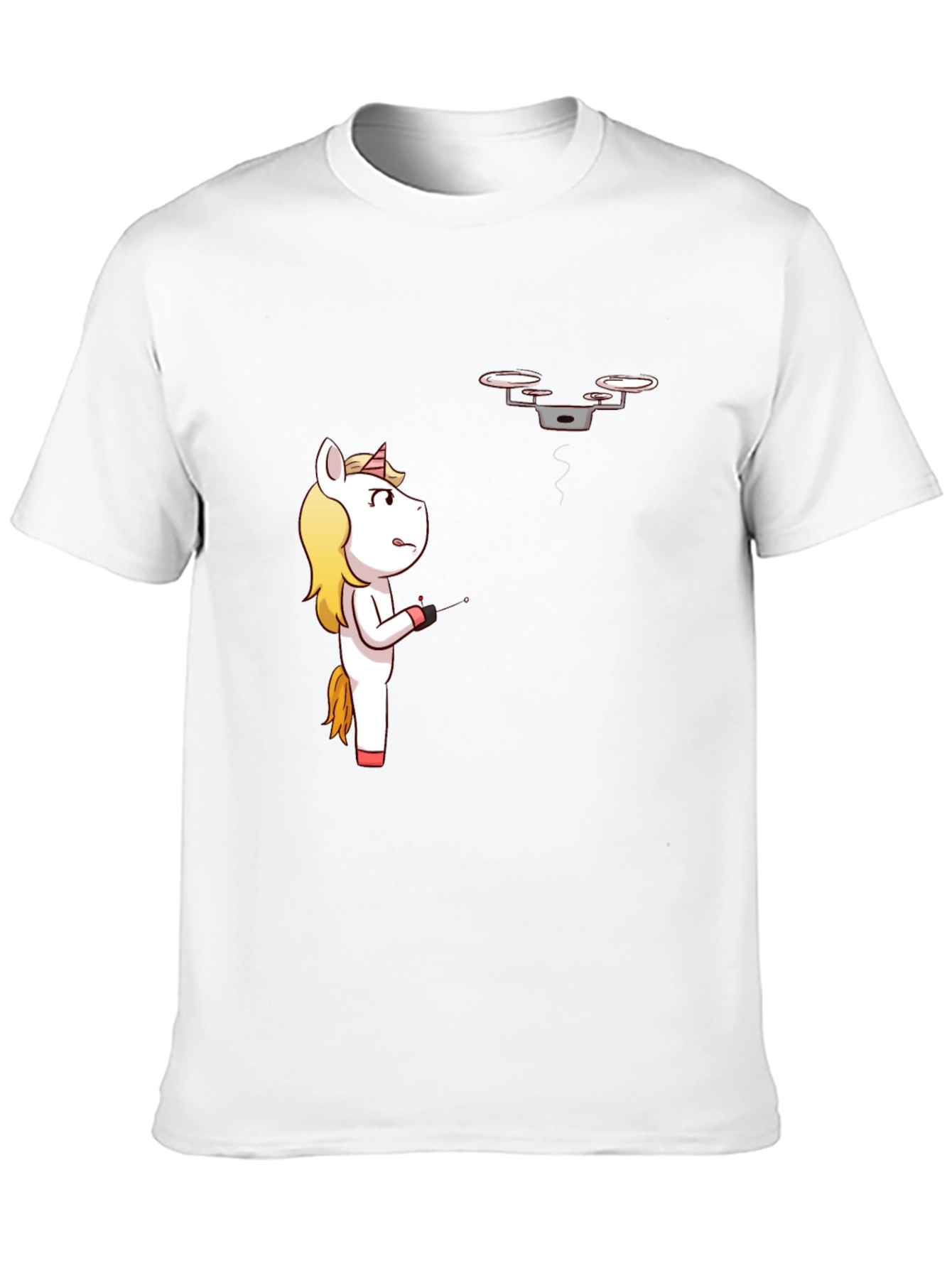 Unicorn vs. Drone Funny Graphic T-Shirt