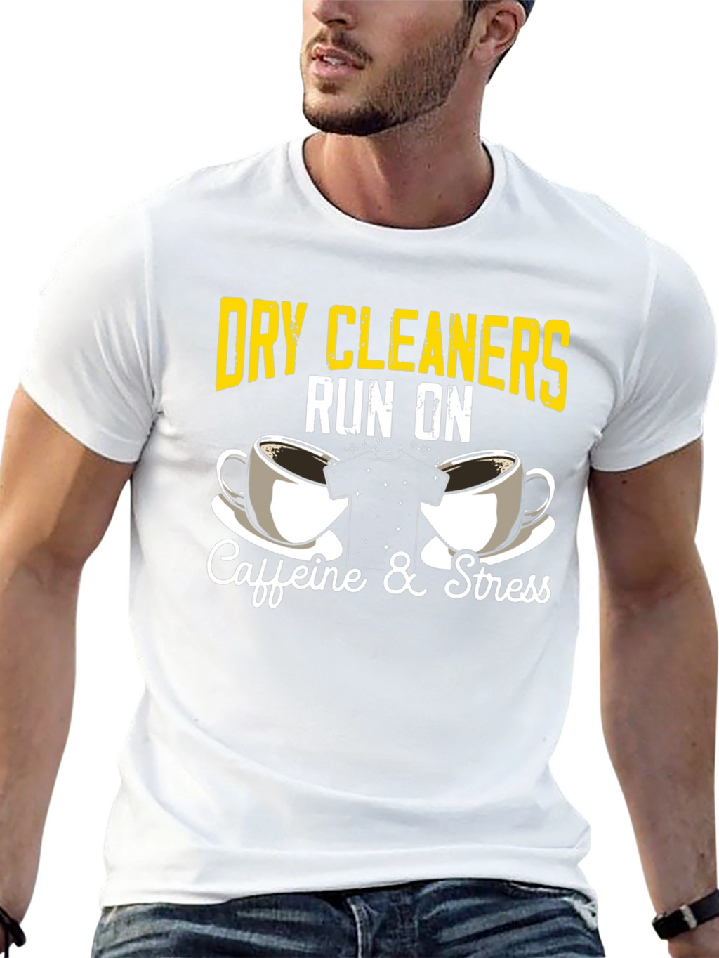Dry Cleaners Caffeine & Stress Graphic T-Shirt