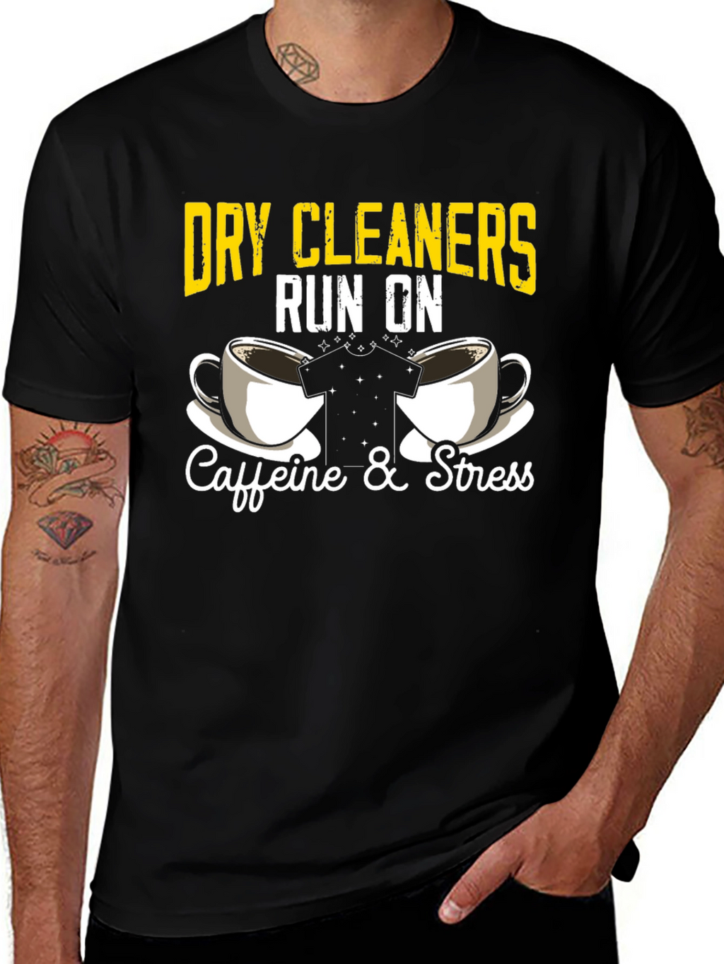 Dry Cleaners Caffeine & Stress Graphic T-Shirt
