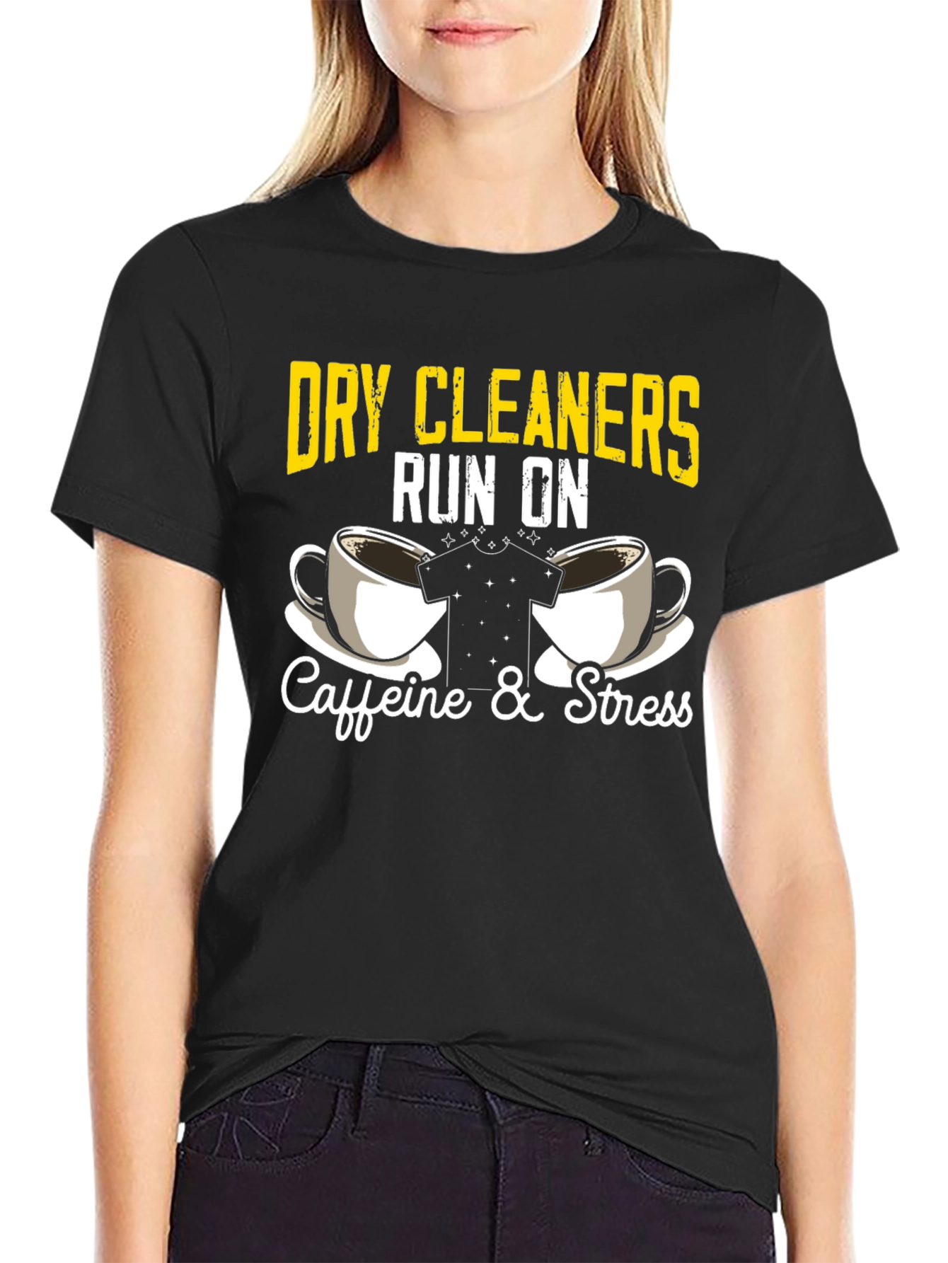 Dry Cleaners Caffeine & Stress Graphic T-Shirt