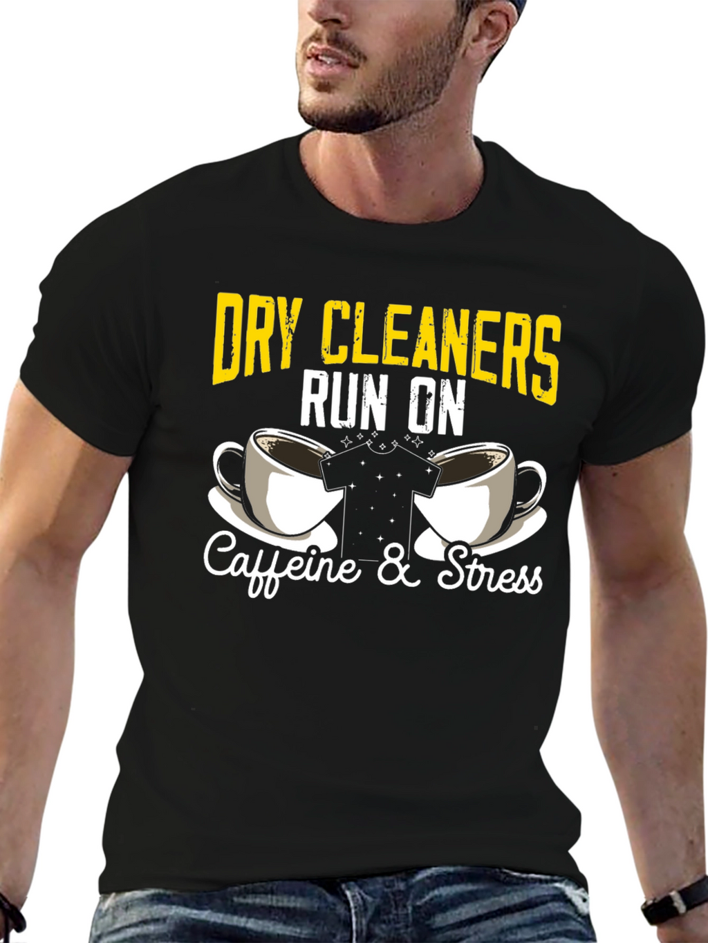 Dry Cleaners Caffeine & Stress Graphic T-Shirt