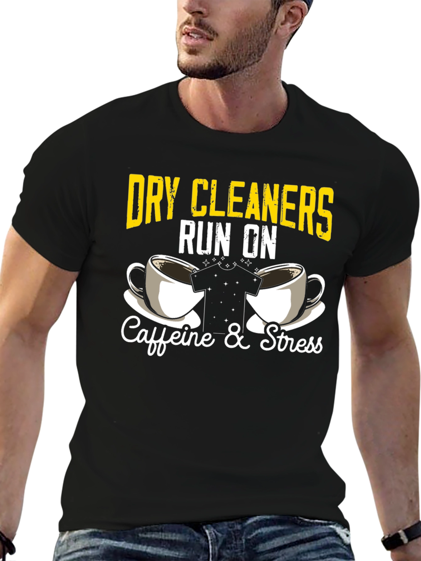 Dry Cleaners Caffeine & Stress Graphic T-Shirt