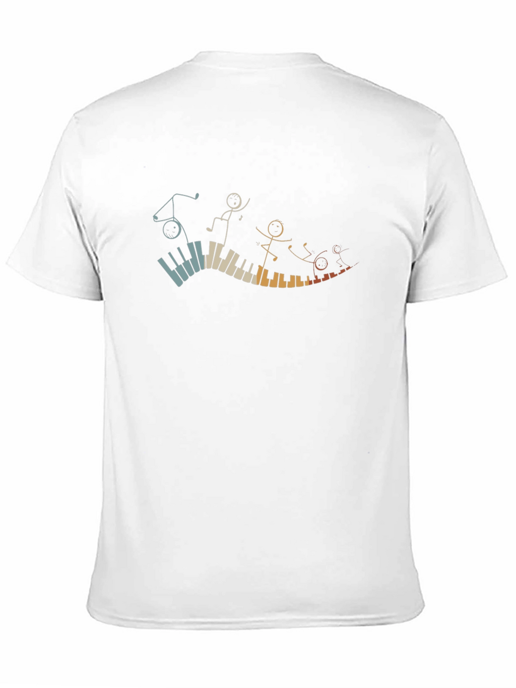 Musical Piano Stick Figures Black T-Shirt