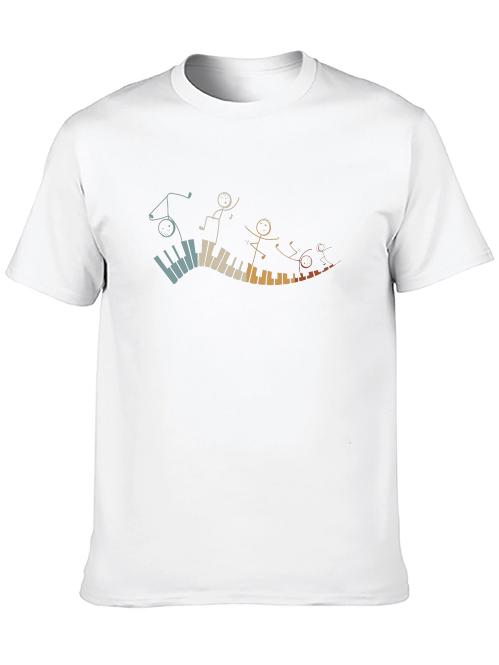 Musical Piano Stick Figures Black T-Shirt