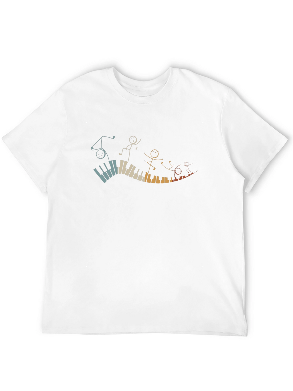 Musical Piano Stick Figures Black T-Shirt