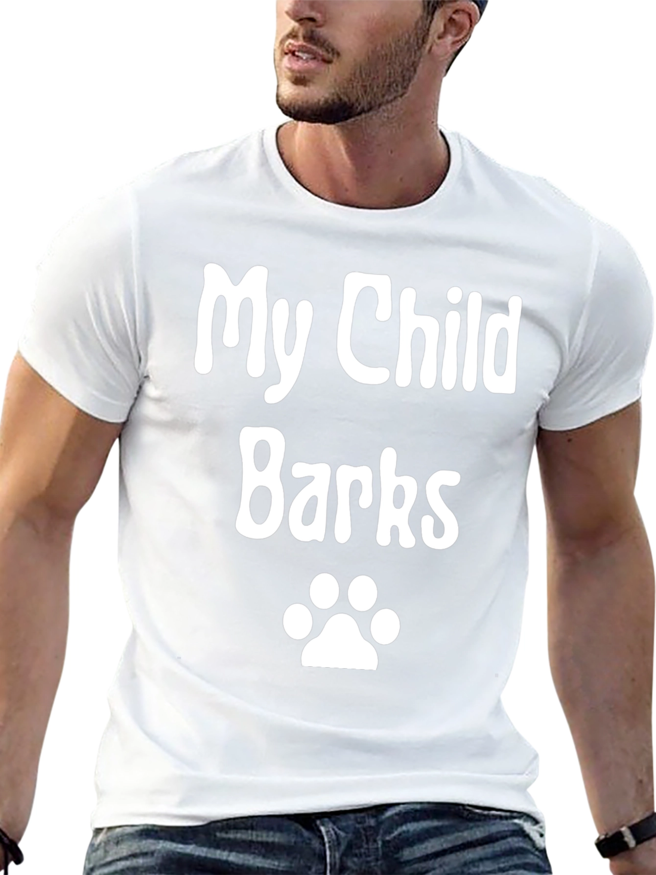 My Child Barks - Dog Paw Print Novelty T-Shirt