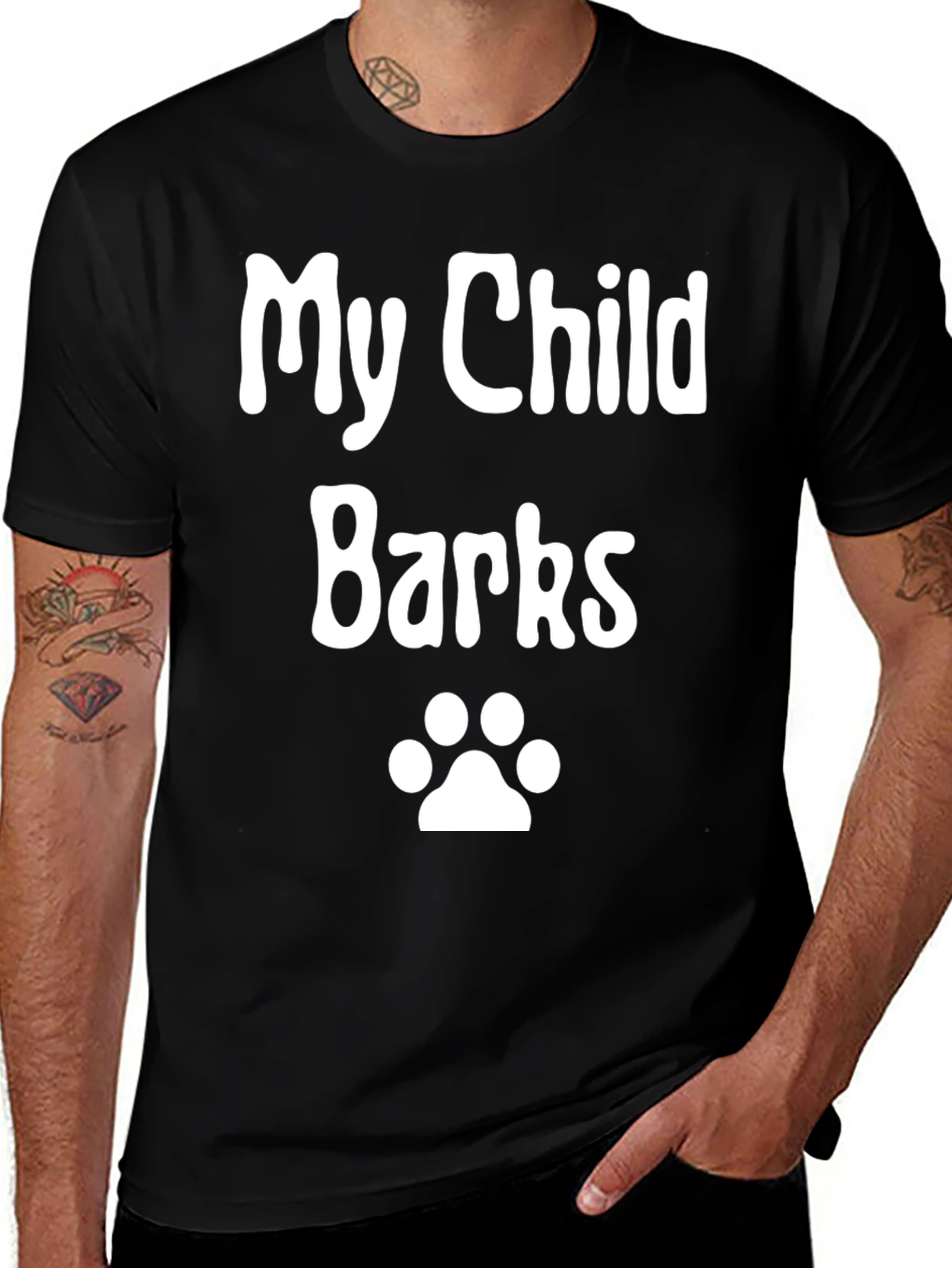 My Child Barks - Dog Paw Print Novelty T-Shirt