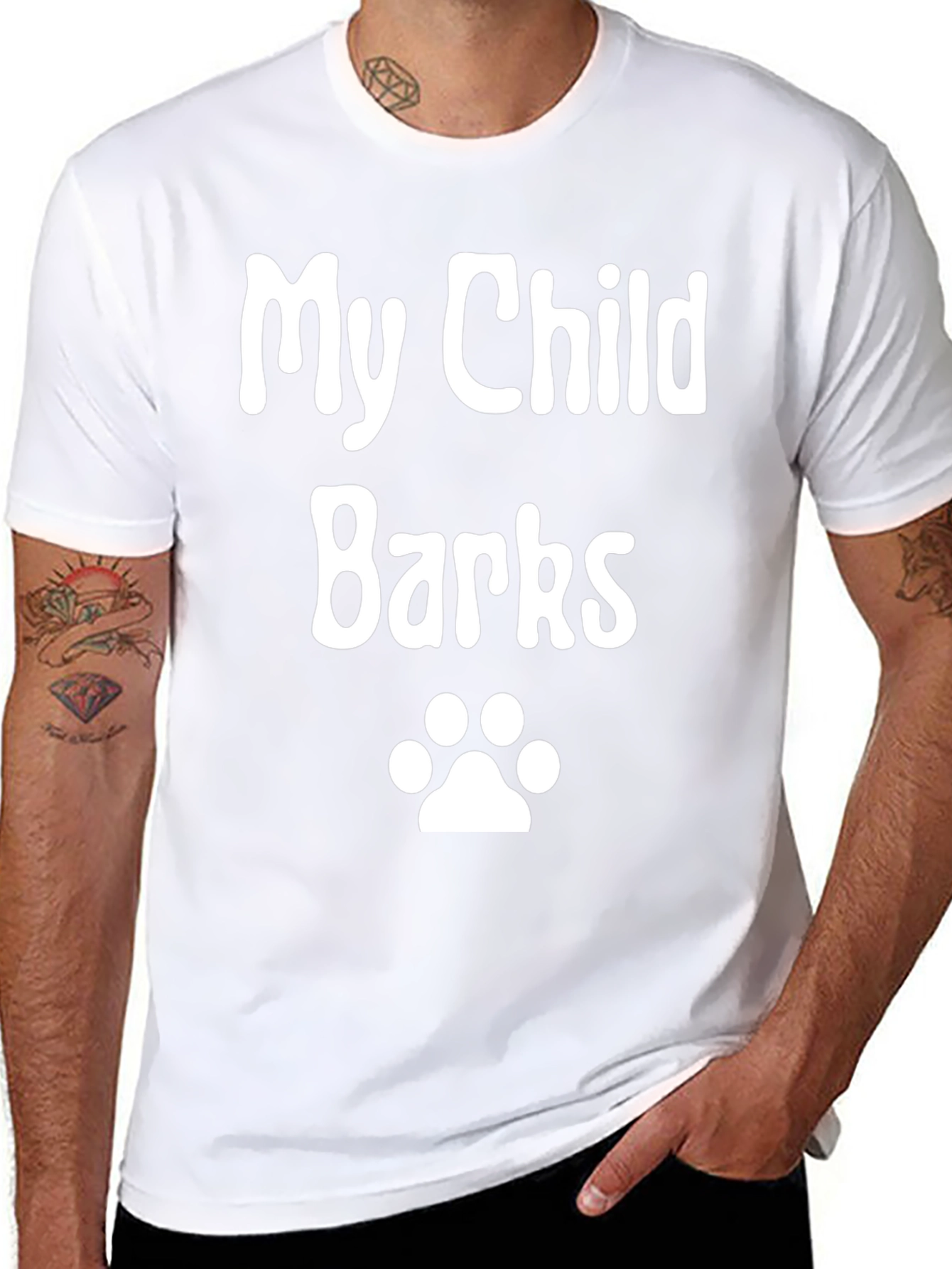 My Child Barks - Dog Paw Print Novelty T-Shirt