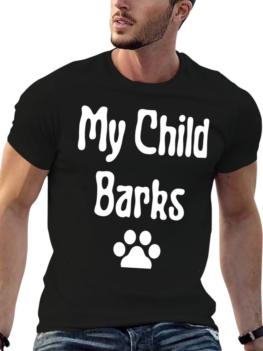 My Child Barks - Dog Paw Print Novelty T-Shirt